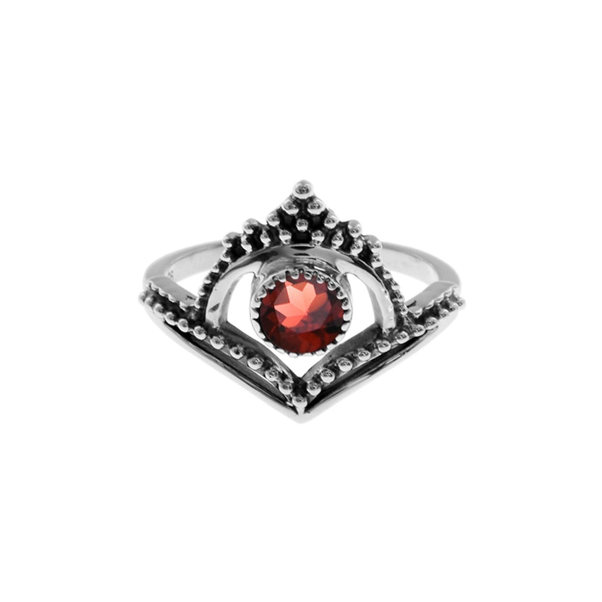 Catalina garnet facet chevron arch ring