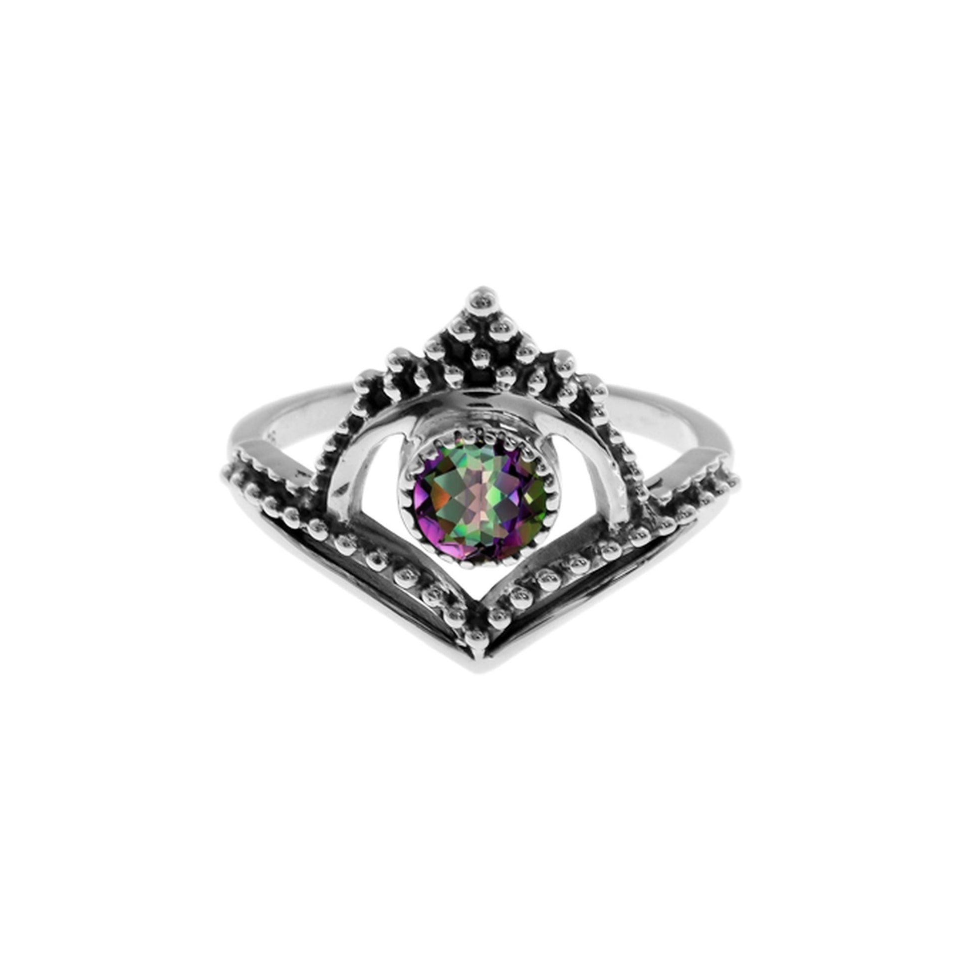 Catalina mystic topaz chevron arch ring