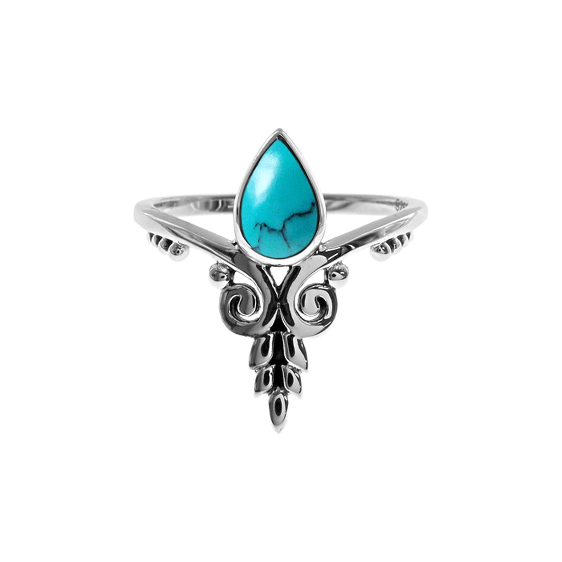 Catalina floral chevron turquoise teardrop ring