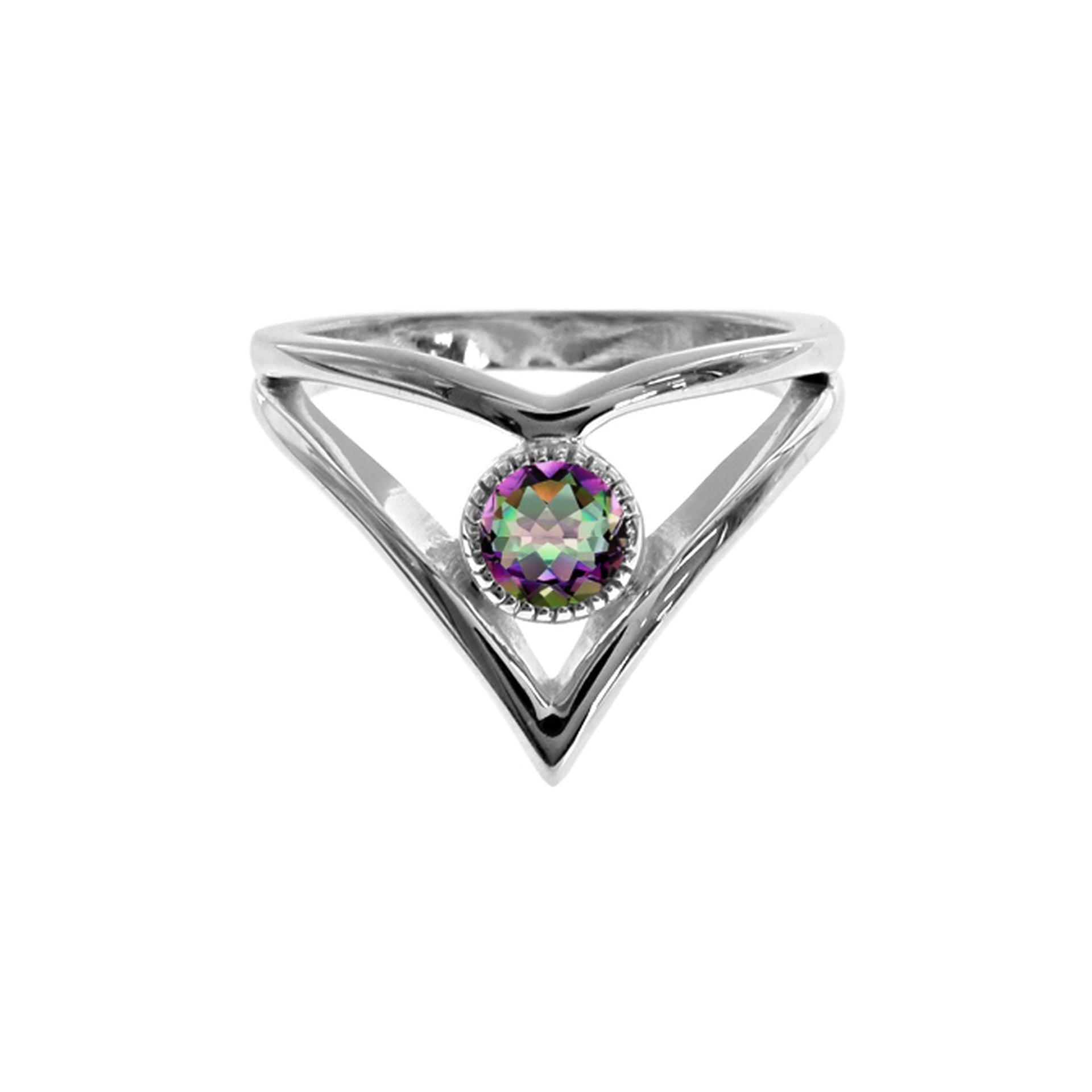 Lola open chevron mystic topaz ring