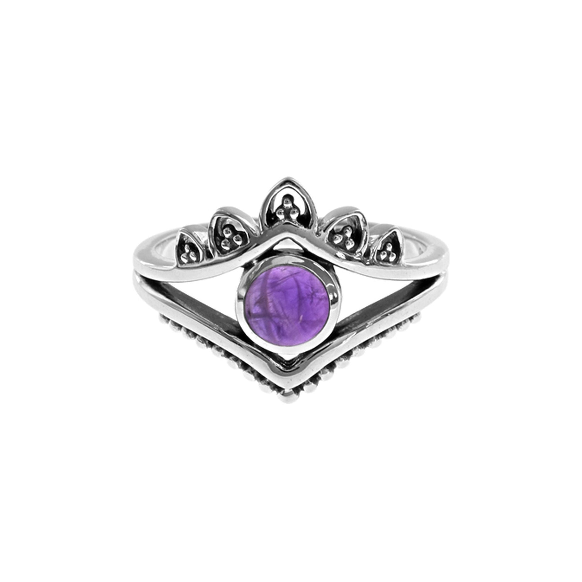 Catalina ornate chevron amethyst ring
