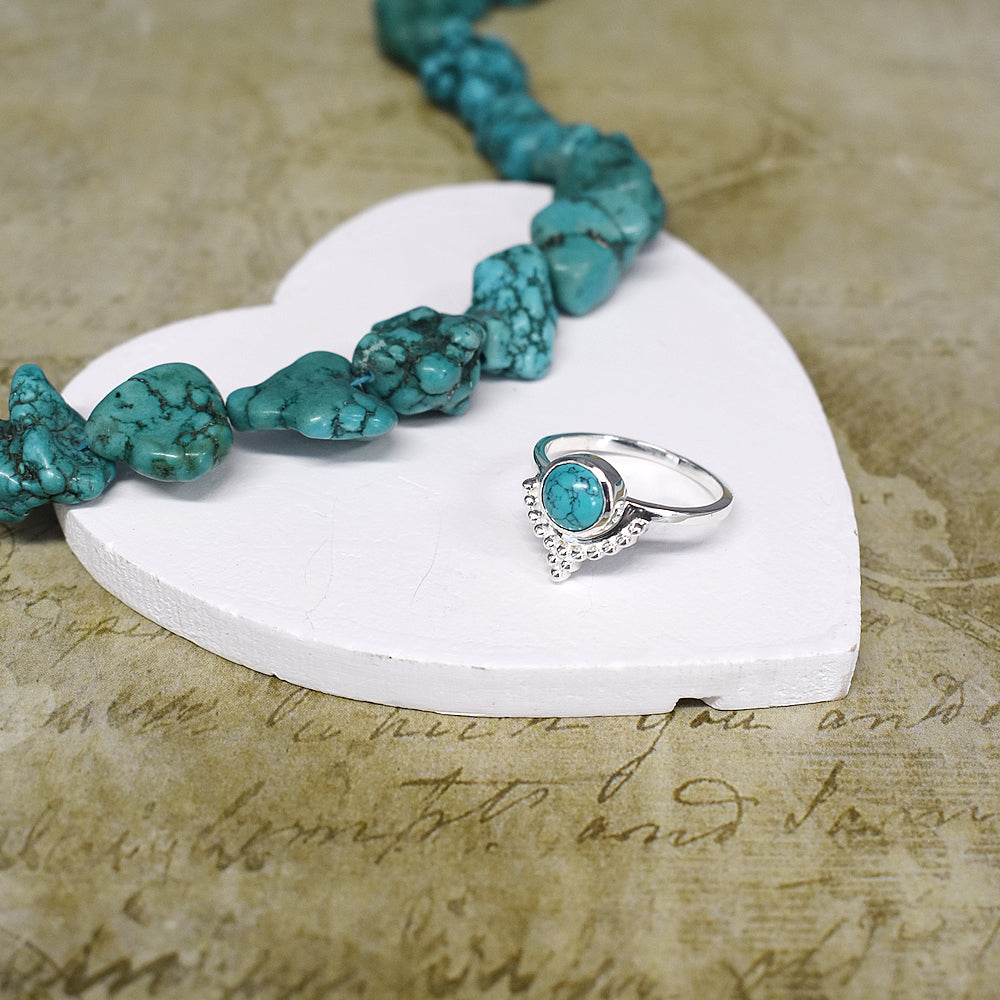Catalina turquoise chevron with ball detail ring
