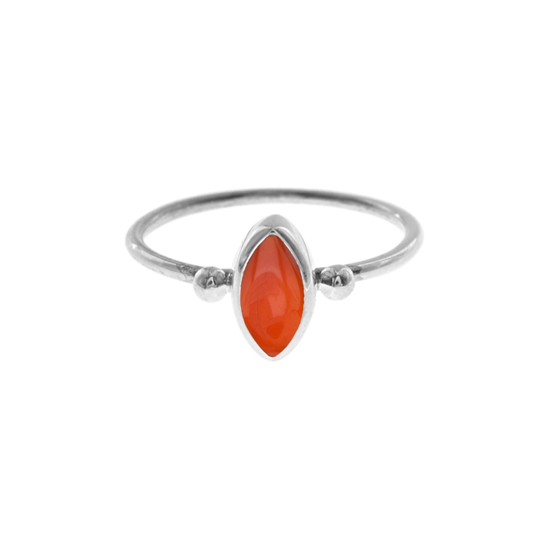 Bridget carnelian marquis with bead detail ring