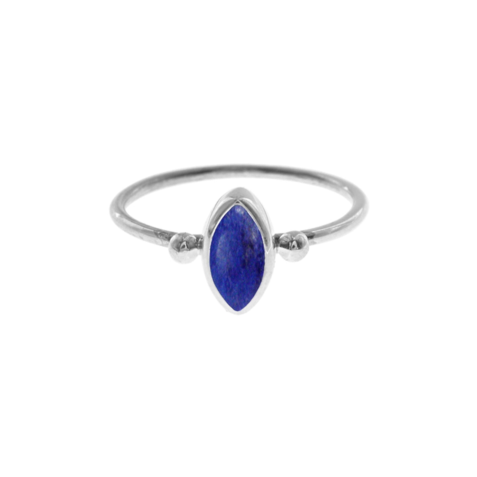 Bridget lapis lazuli marquis with bead detail ring