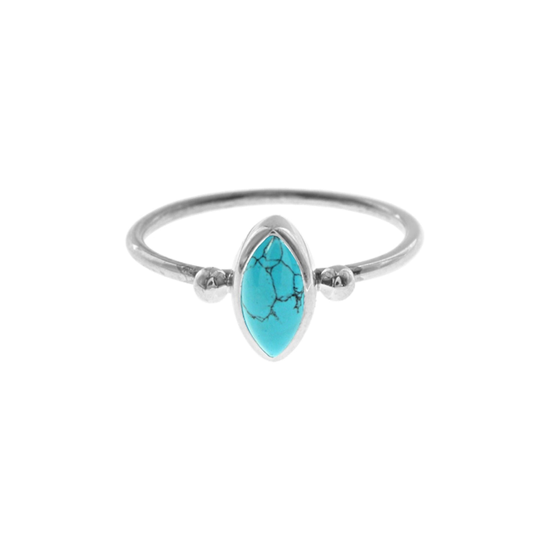 Bridget turquoise marquis with bead detail ring
