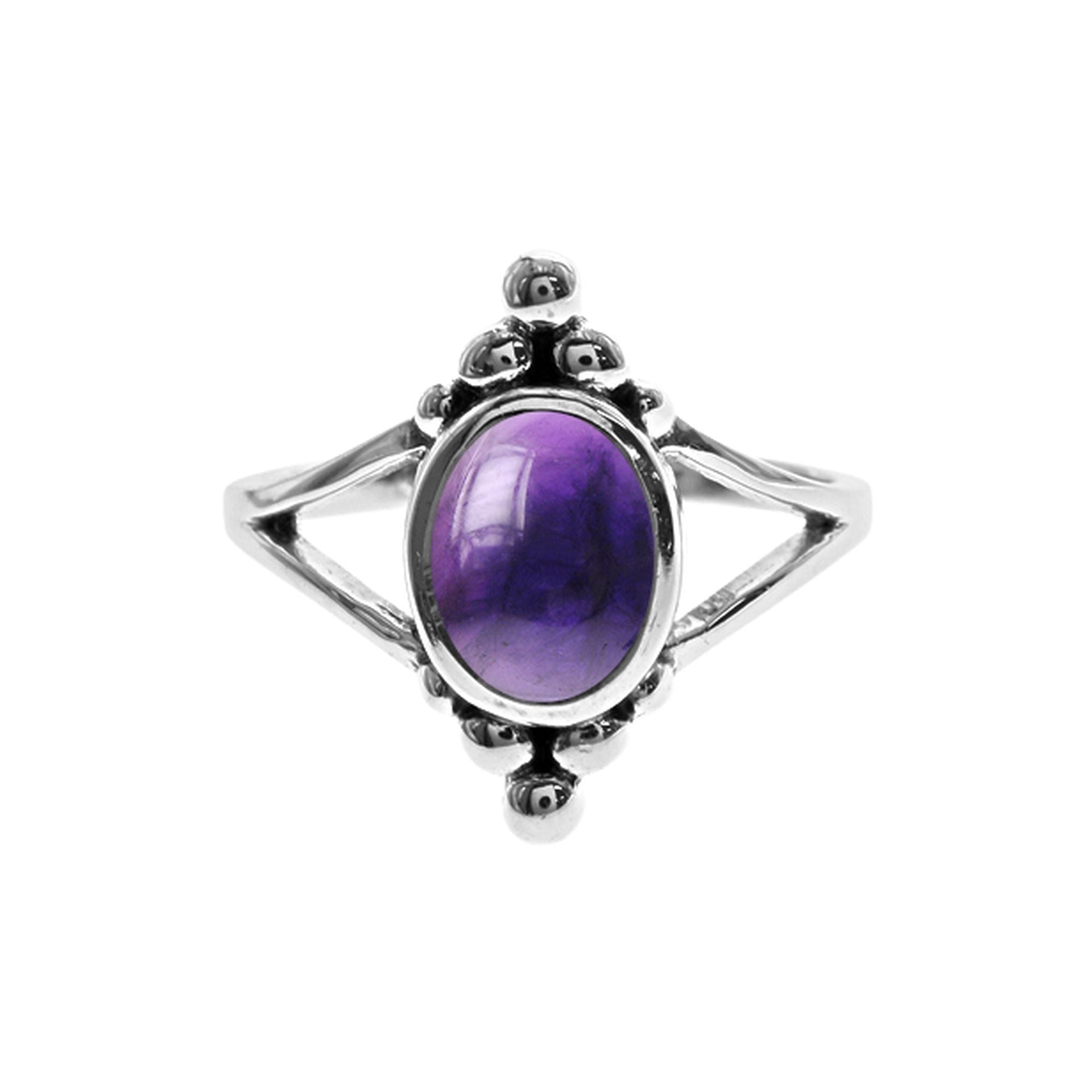 Catalina and amethyst split band ring