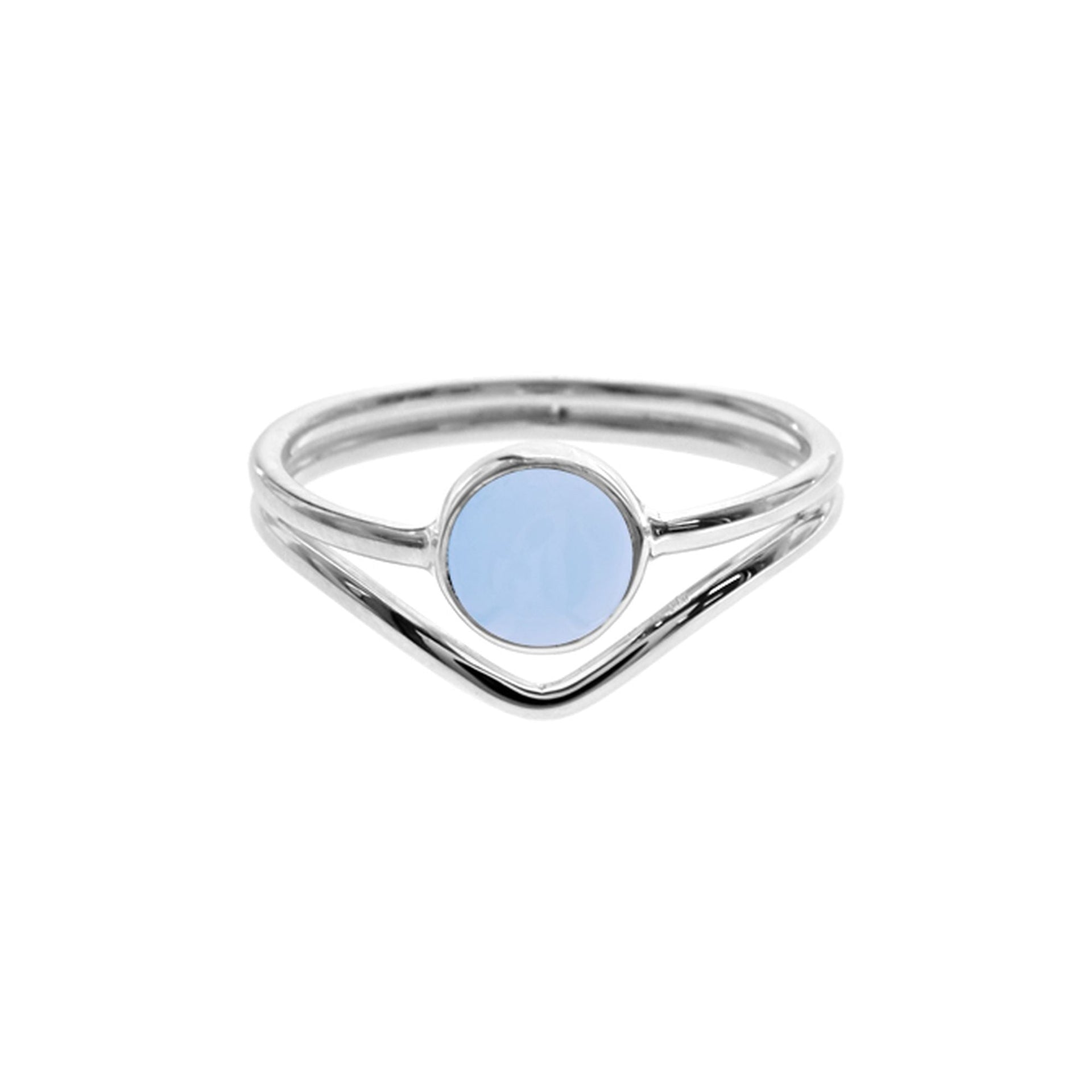 Ivy split chevron with blue chalcedony ring