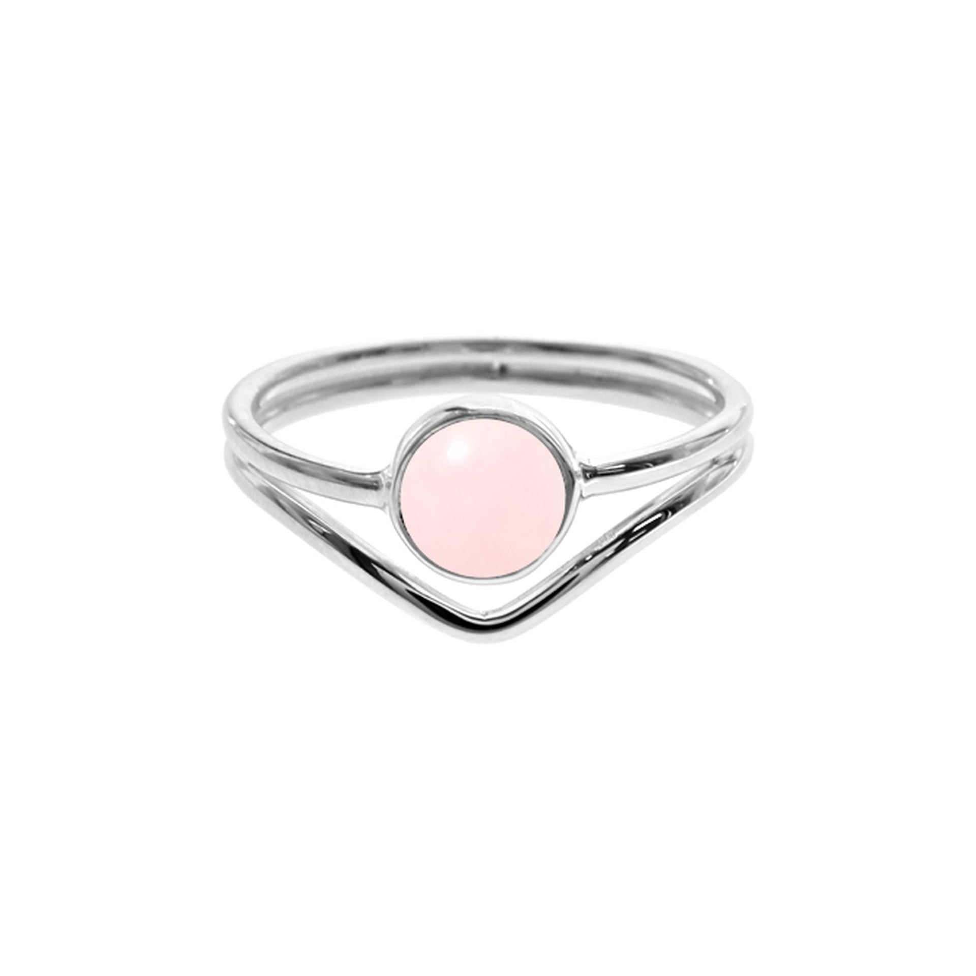 Ivy split chevron with rose quartz ring