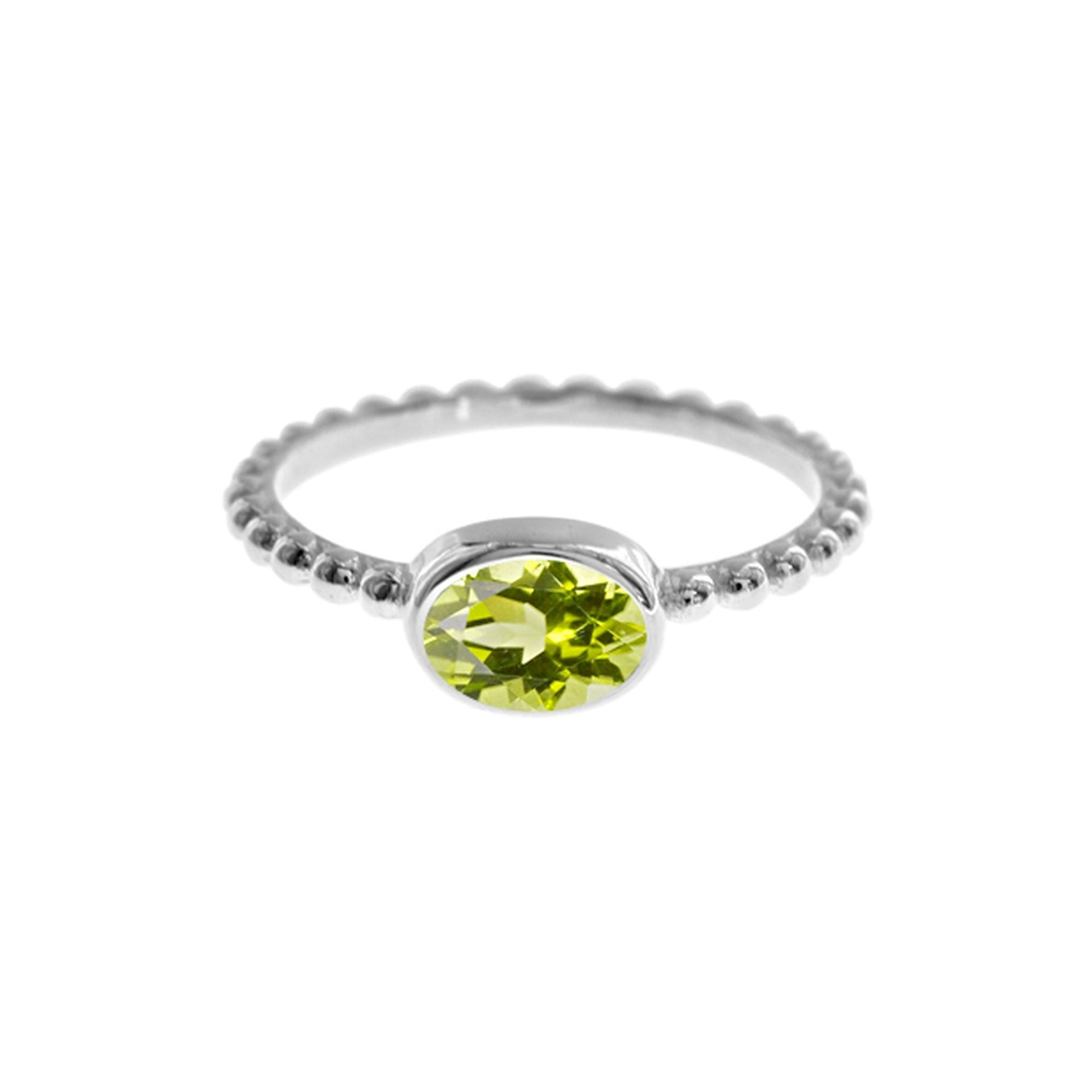Lola oval peridot ring with ball detail