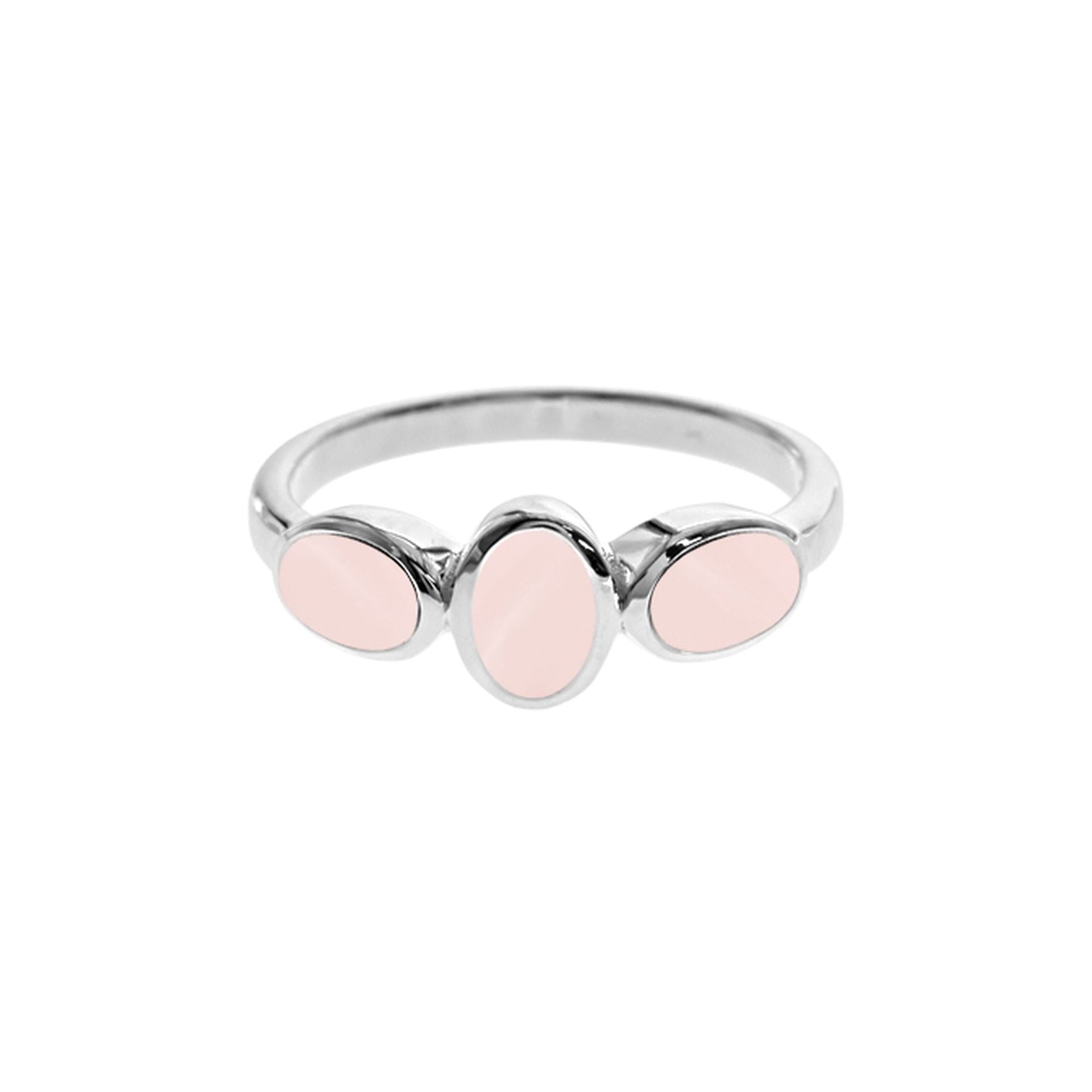 Samira triple offset oval rose quartz ring