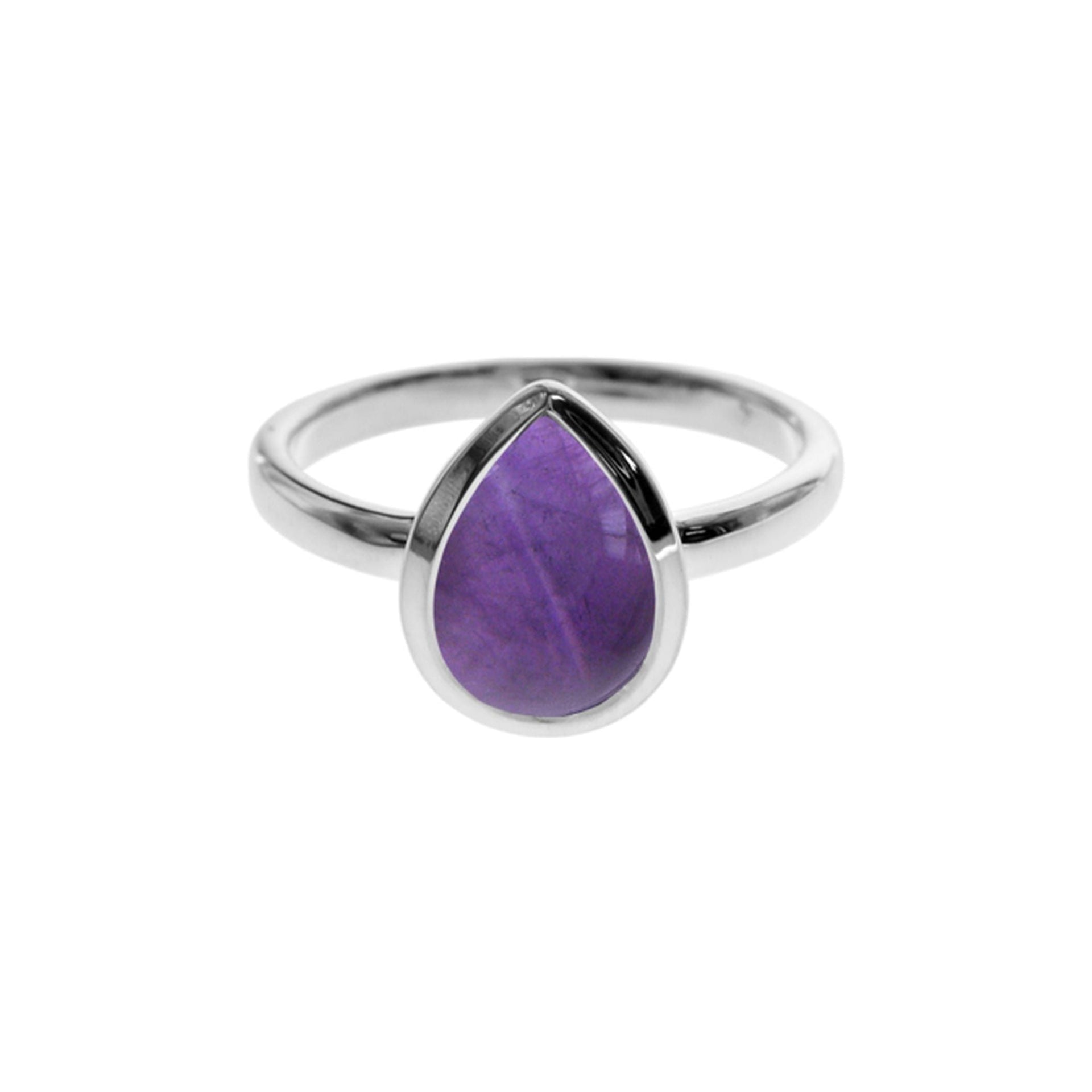 Samira bezel-set amethyst teardrop ring