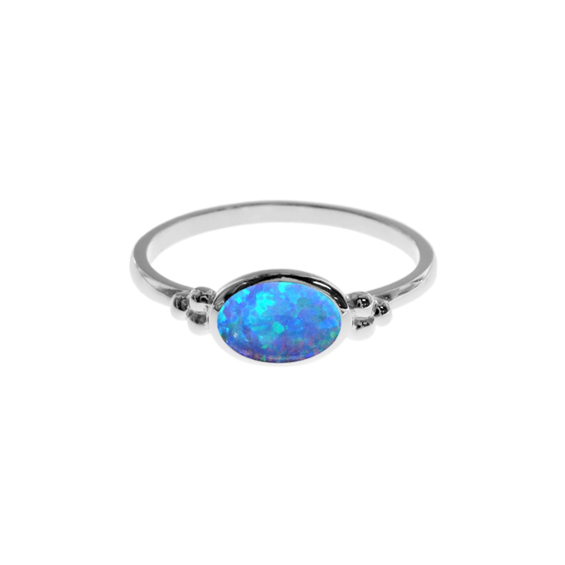 Shannon oval blue opalique ring