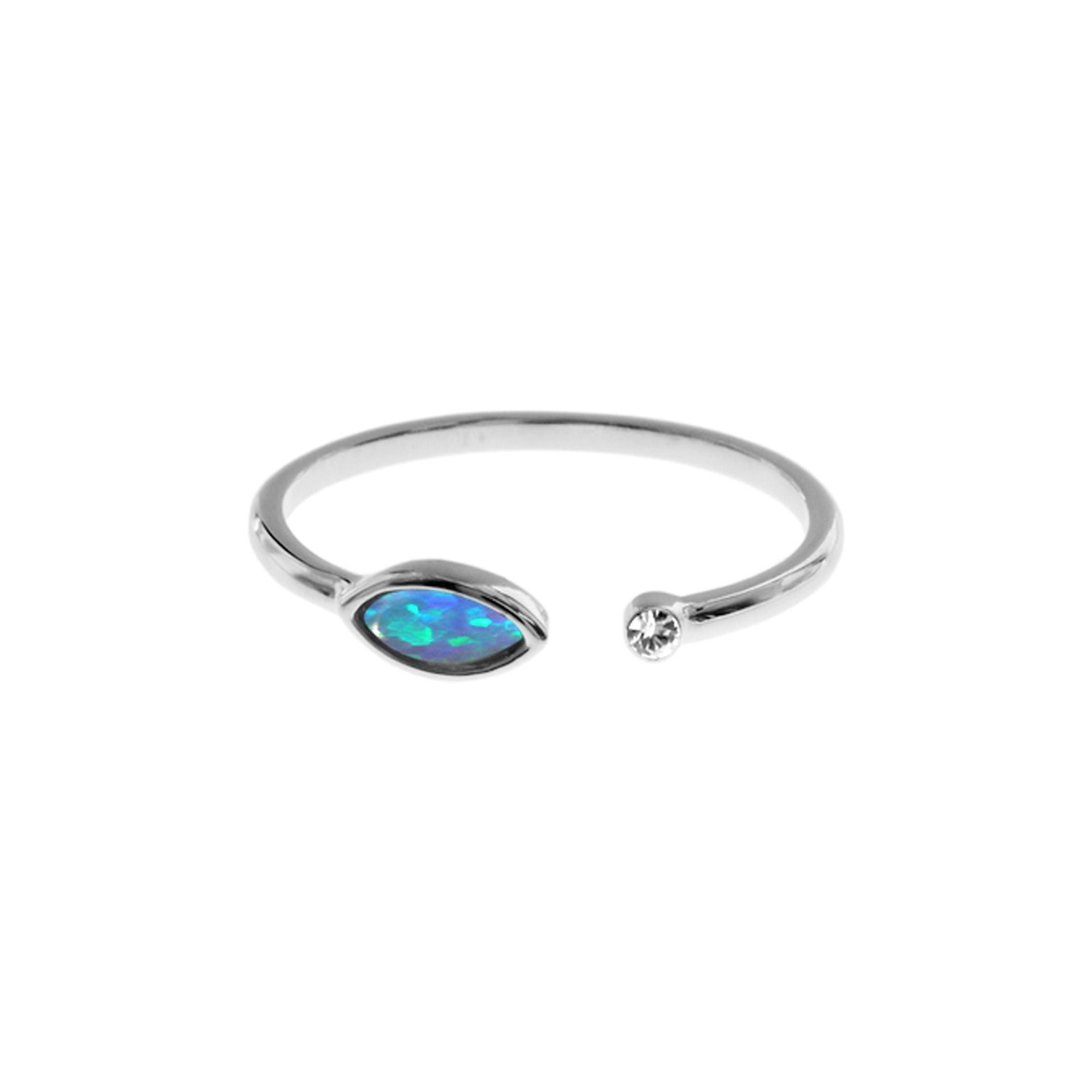 Alexis adjustable marquis blue opalique & CZ ring