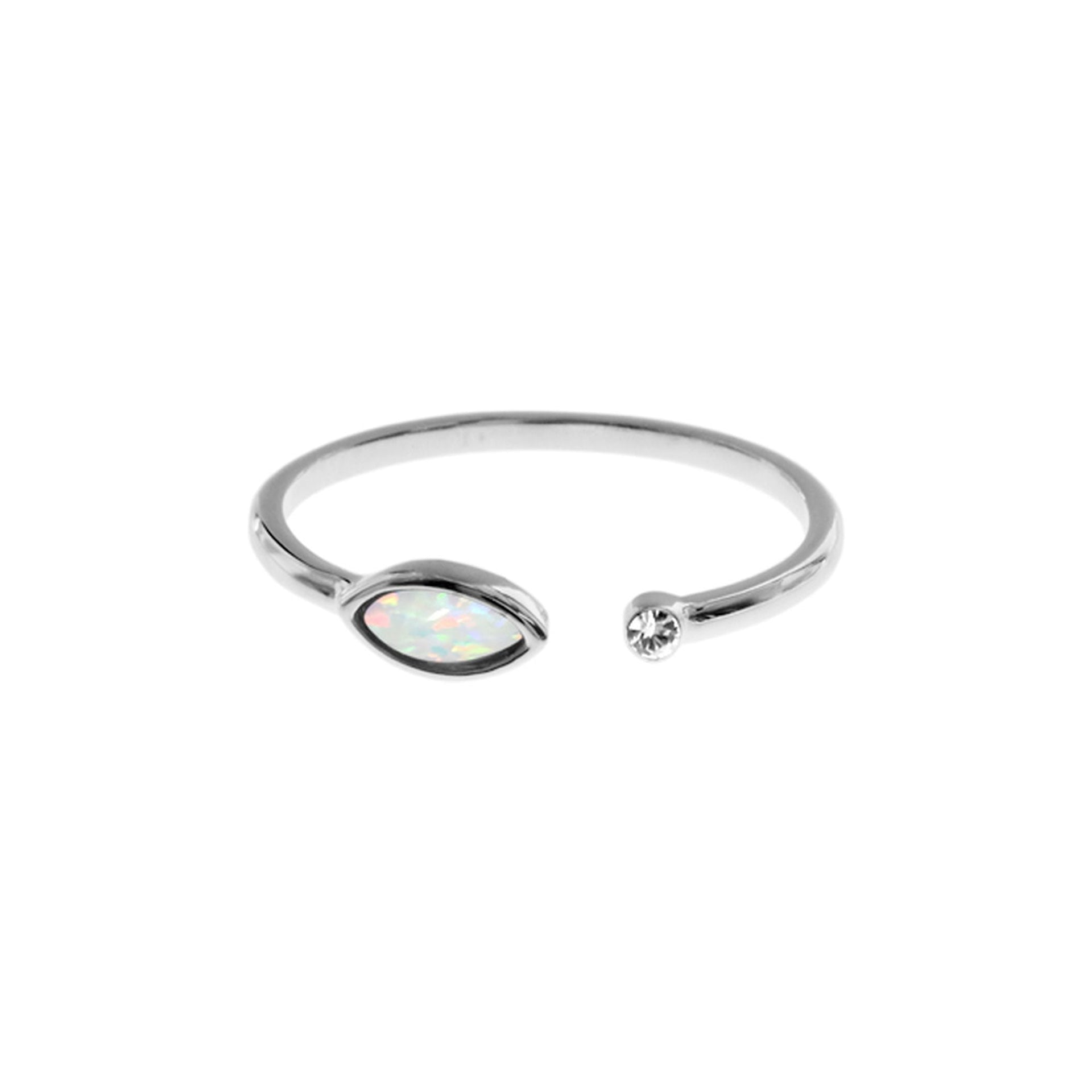 Alexis adjustable marquis white opalique & CZ ring