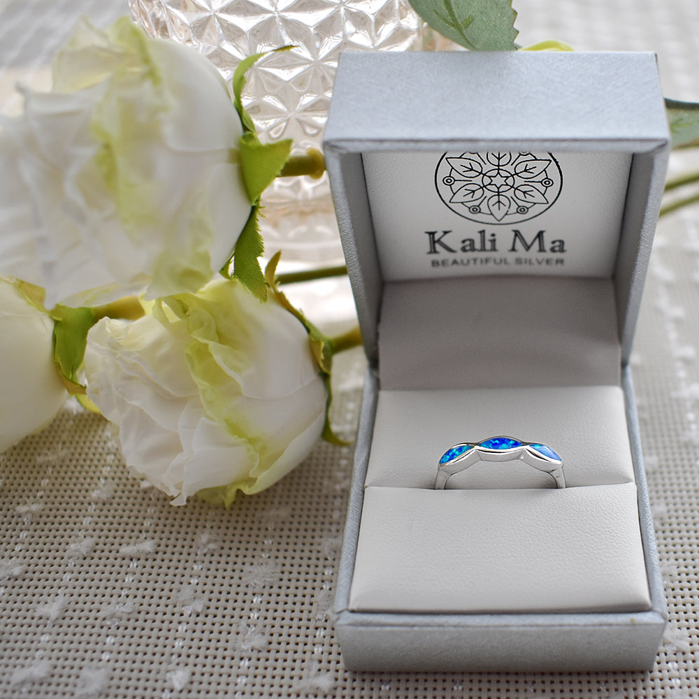 Diana blue opalique triple marquis ring