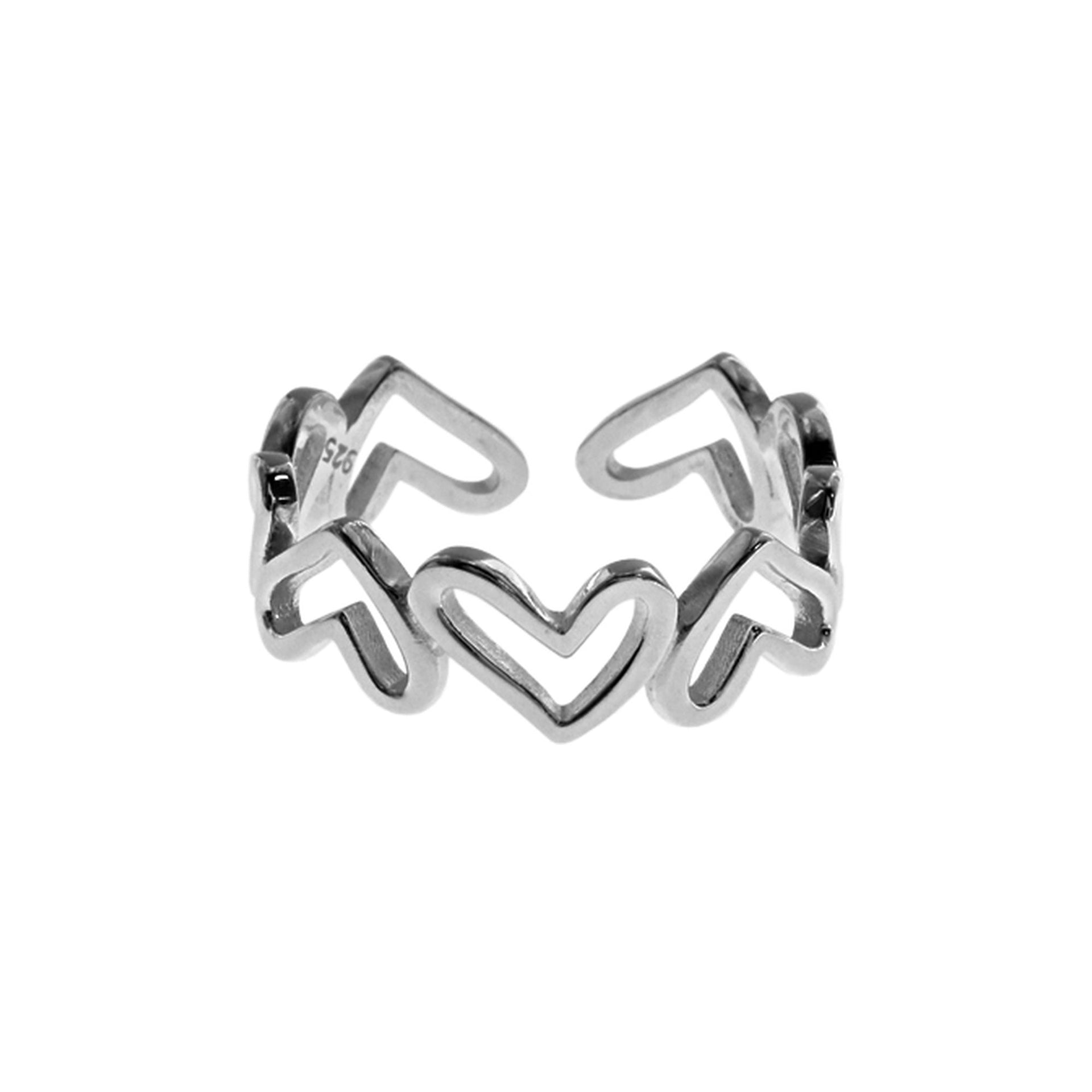 Upright & inverted open heart design band ring