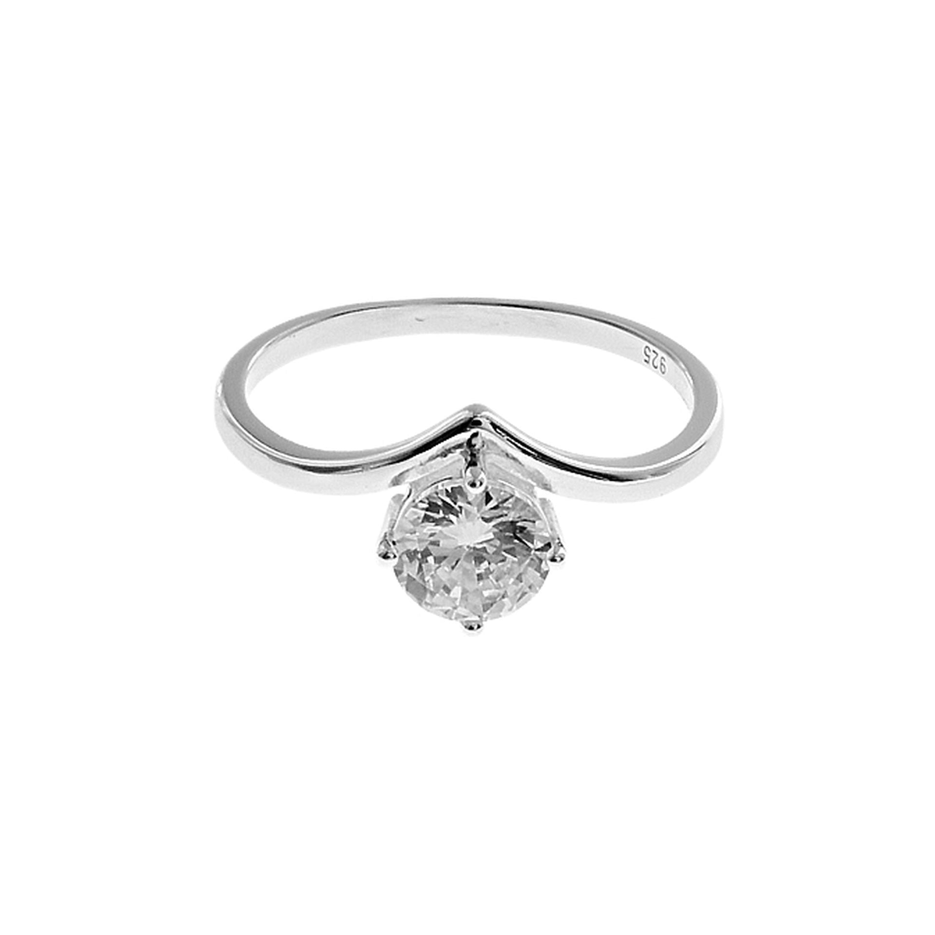 Carrie wishbone with central CZ ring