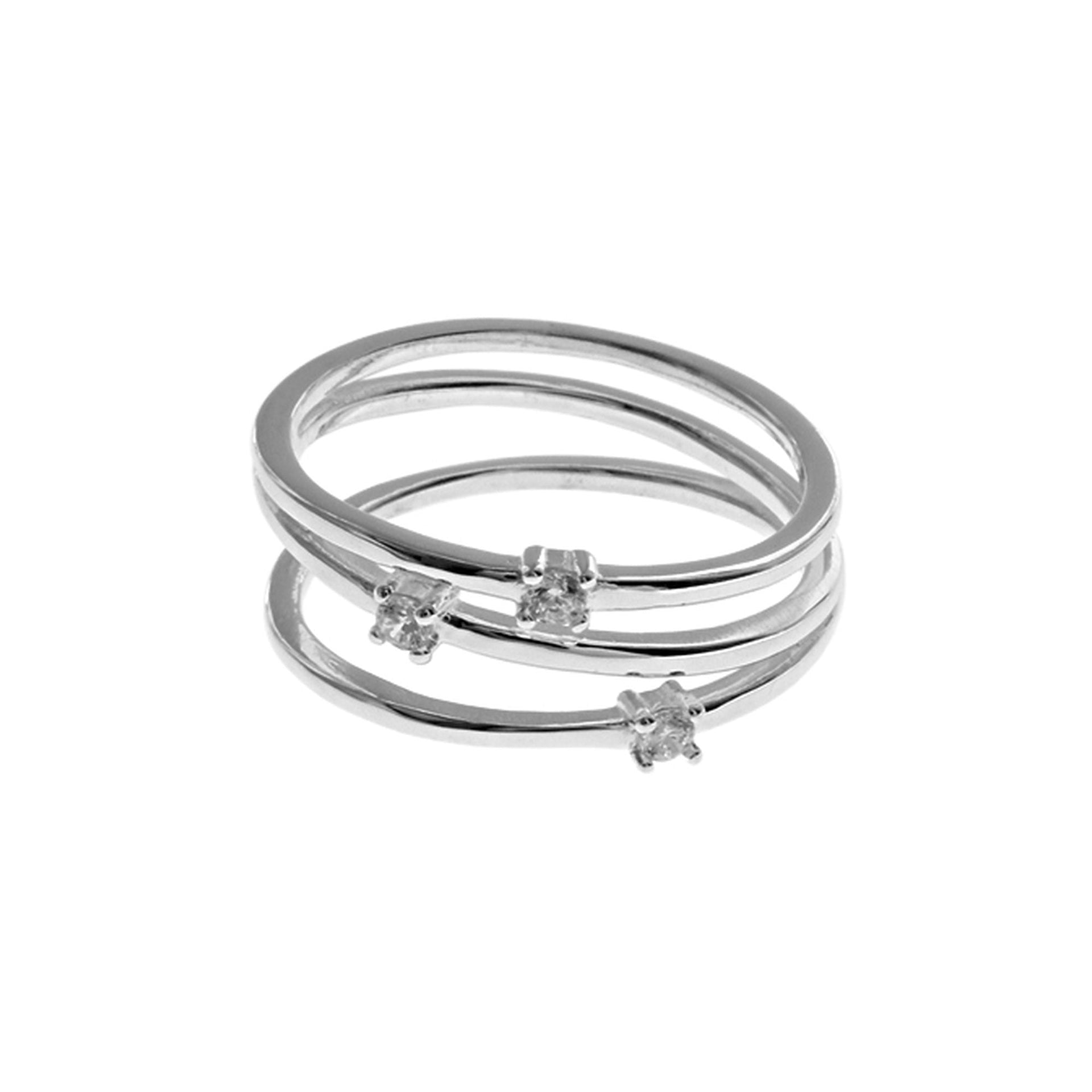 Carrie triple bands with CZ ring