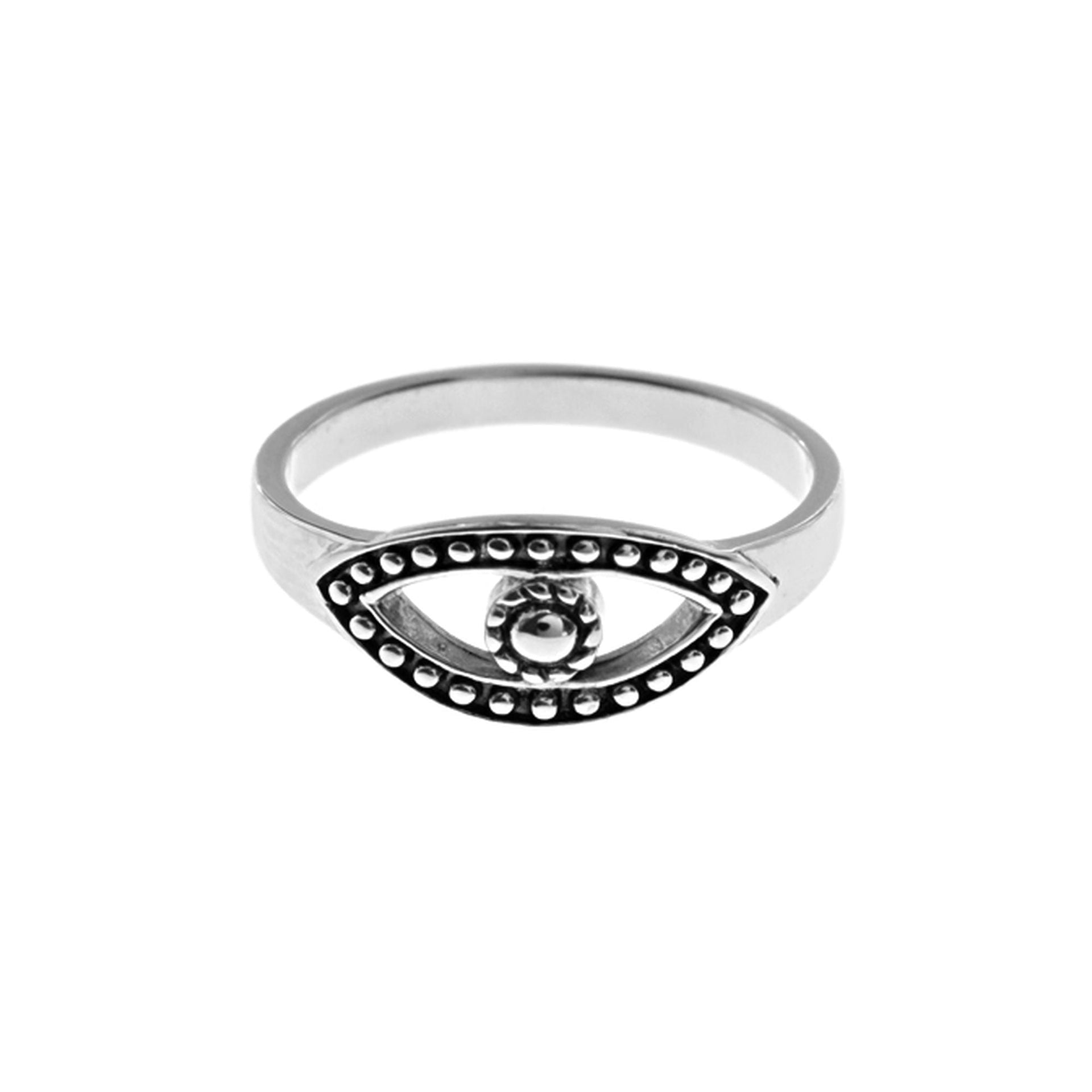 Isla evil eye oxidised bobble ring