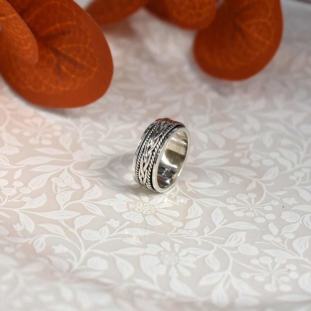 Harley plait and rope design spinner ring