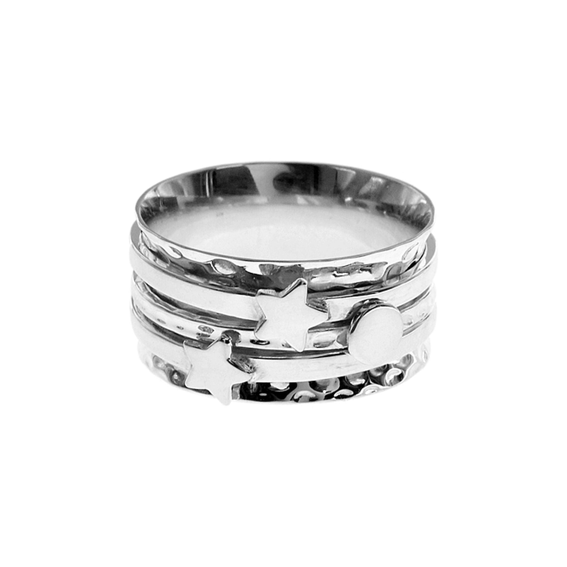 Lexi two star & circle spinning band ring