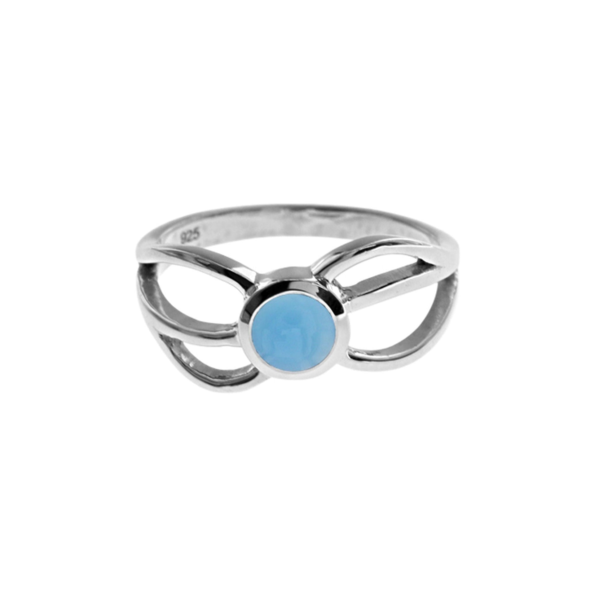 Amy triple wave blue chalcedony ring