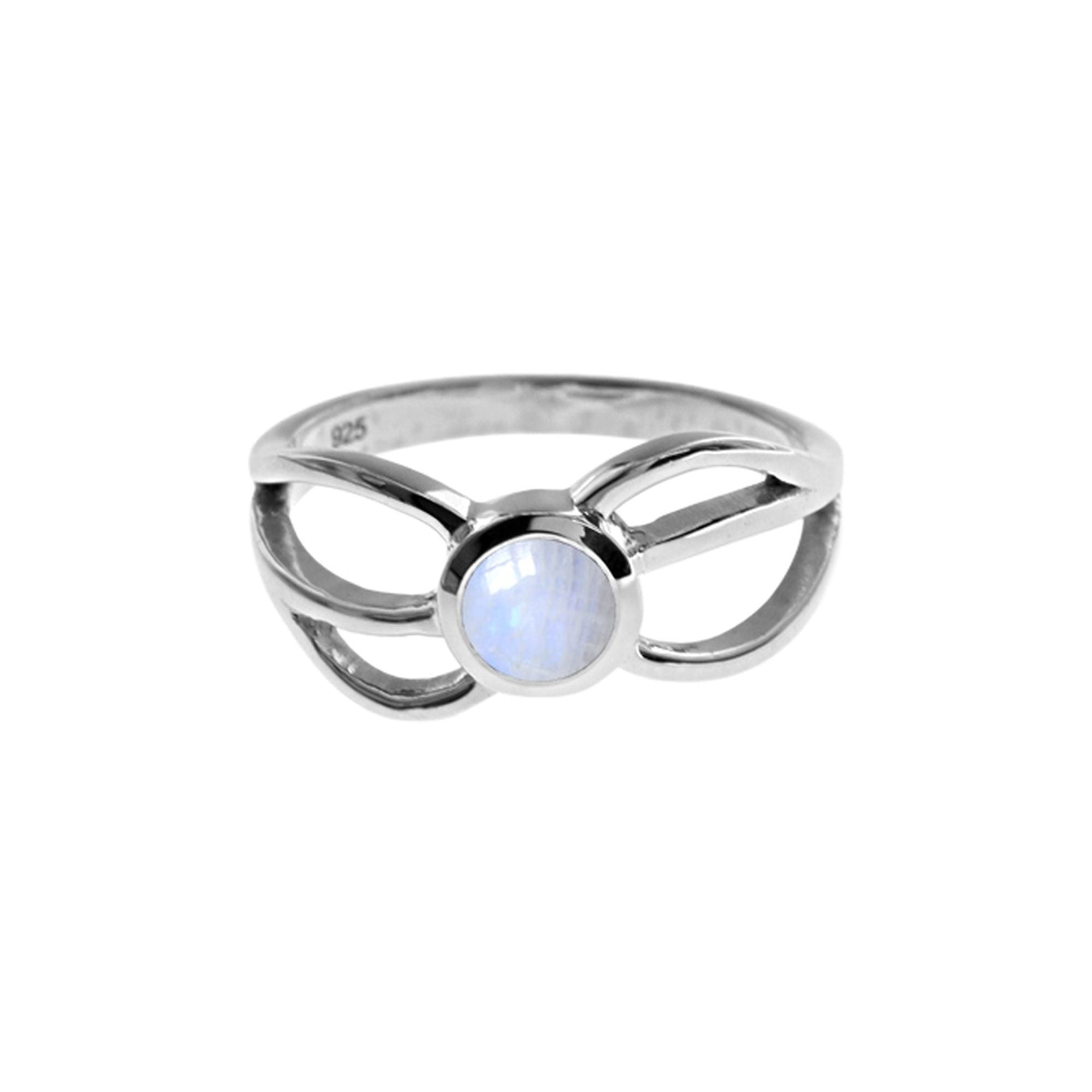 Amy triple wave rainbow moonstone ring