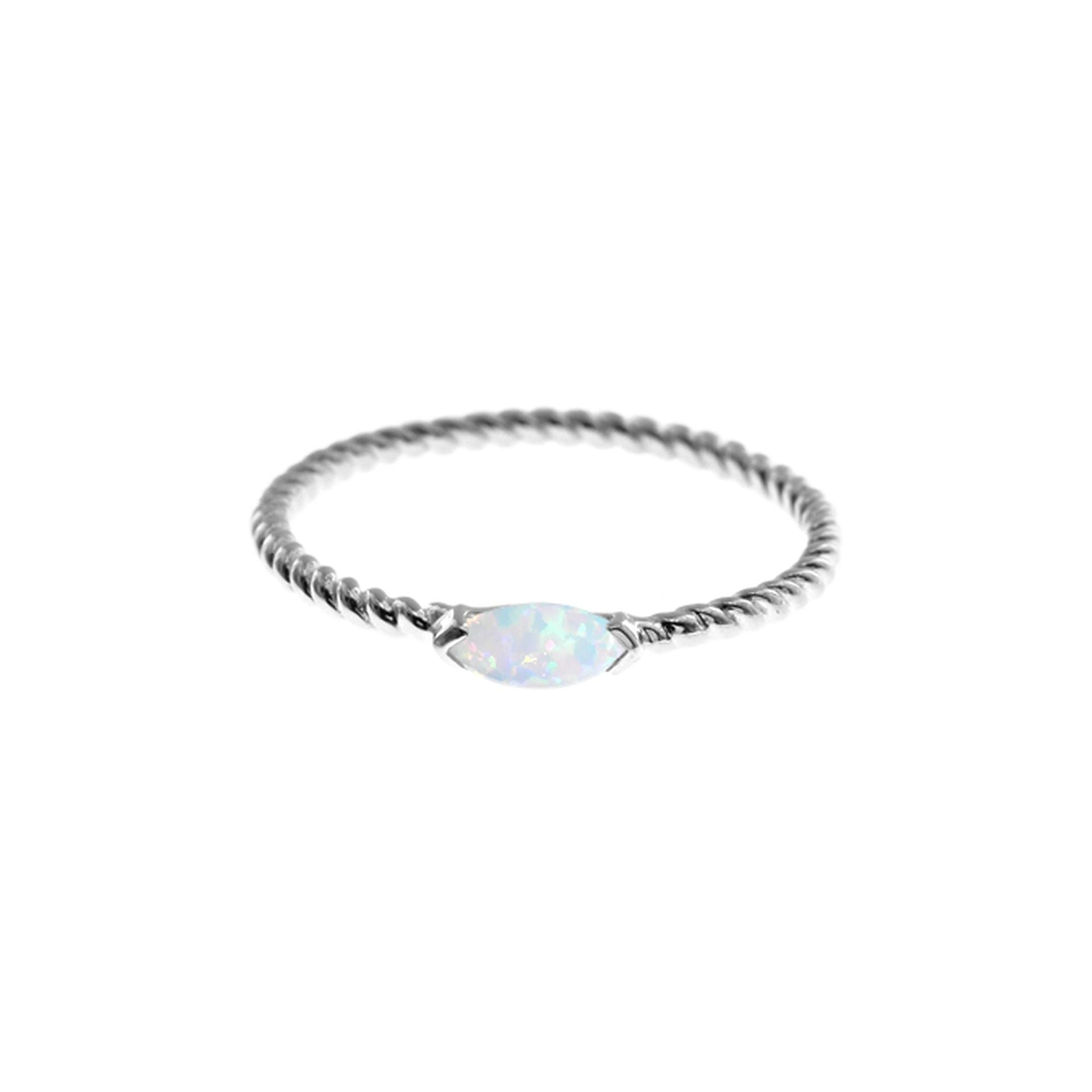 Bethan marquis white opalique twisted band ring