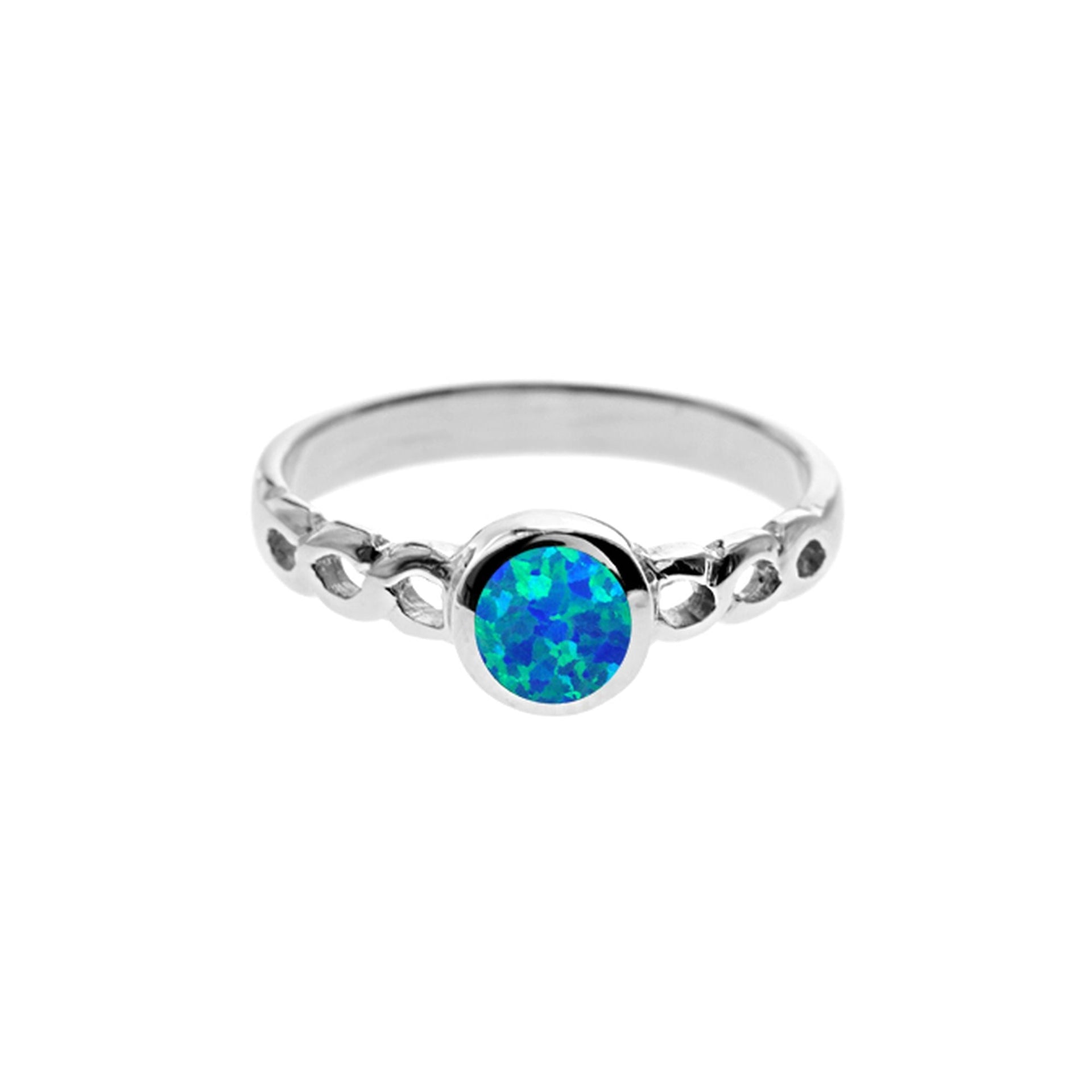 Diana blue opalique infinity shank ring