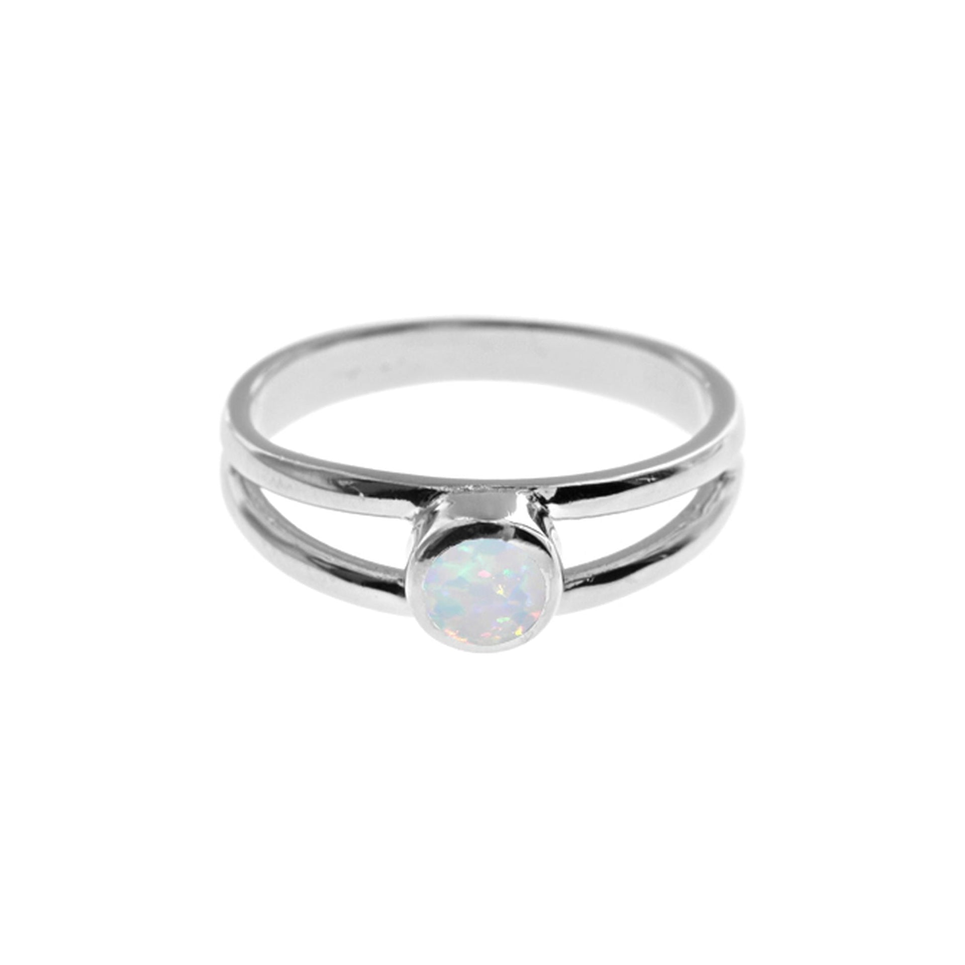 Diana split shank white opalique ring