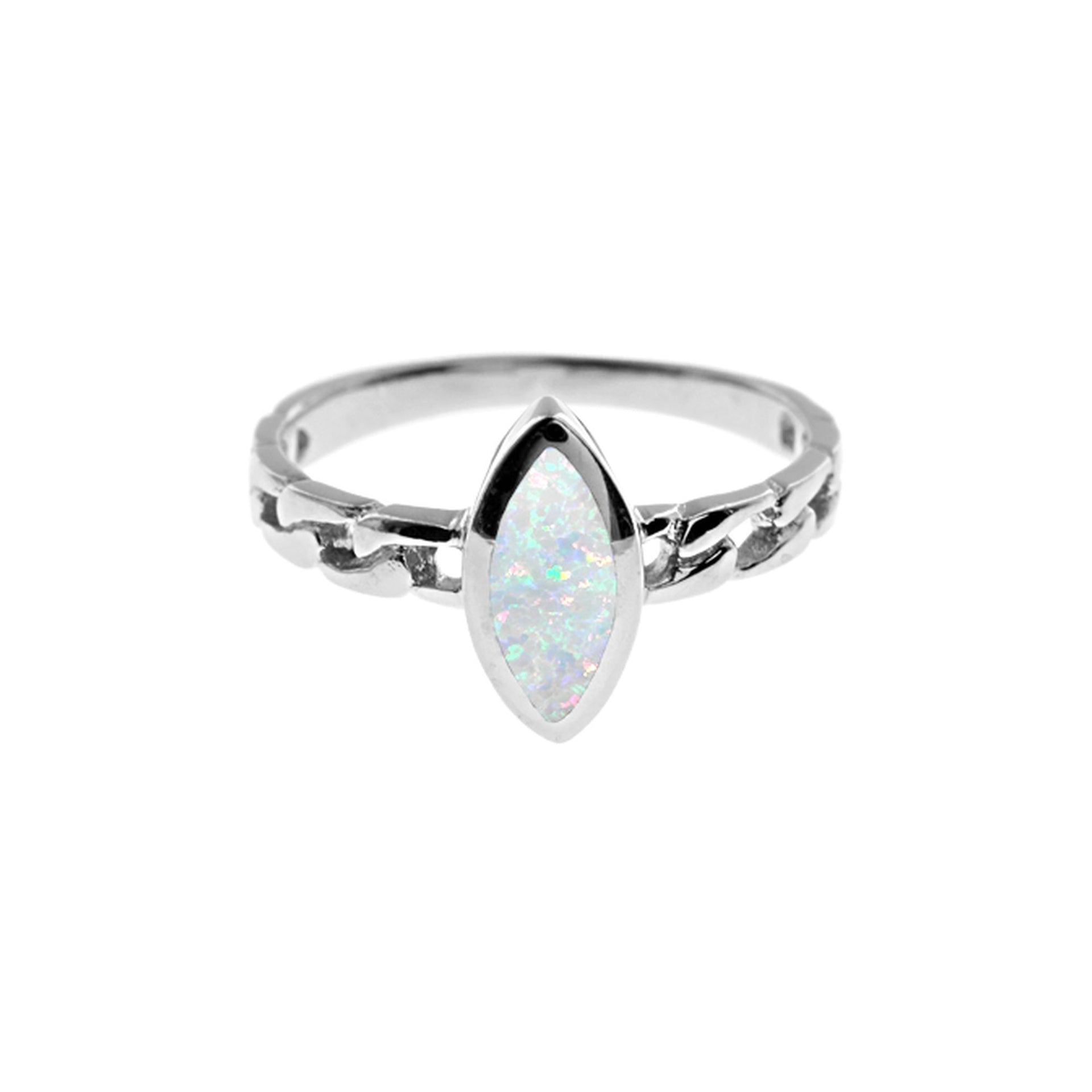 Antoinette marquis white opalique curb shank ring