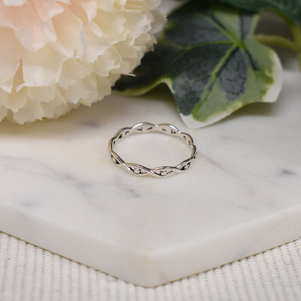 Zora oxidised infinite evil eye ring