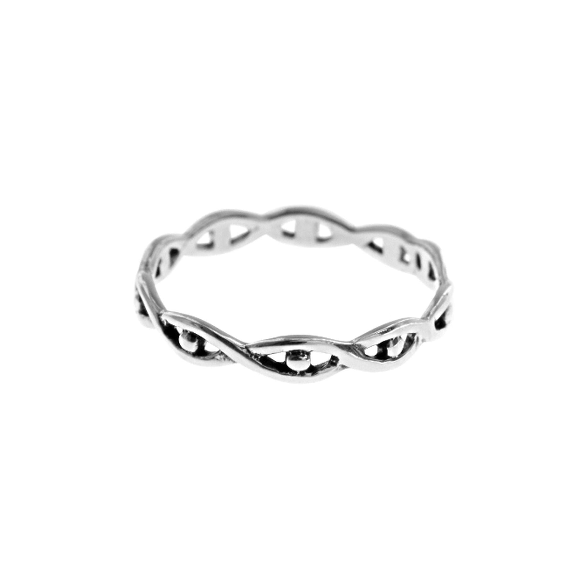 Zora oxidised infinite evil eye ring
