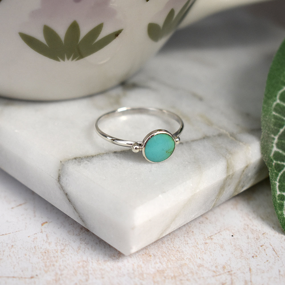Smile round turquoise ring