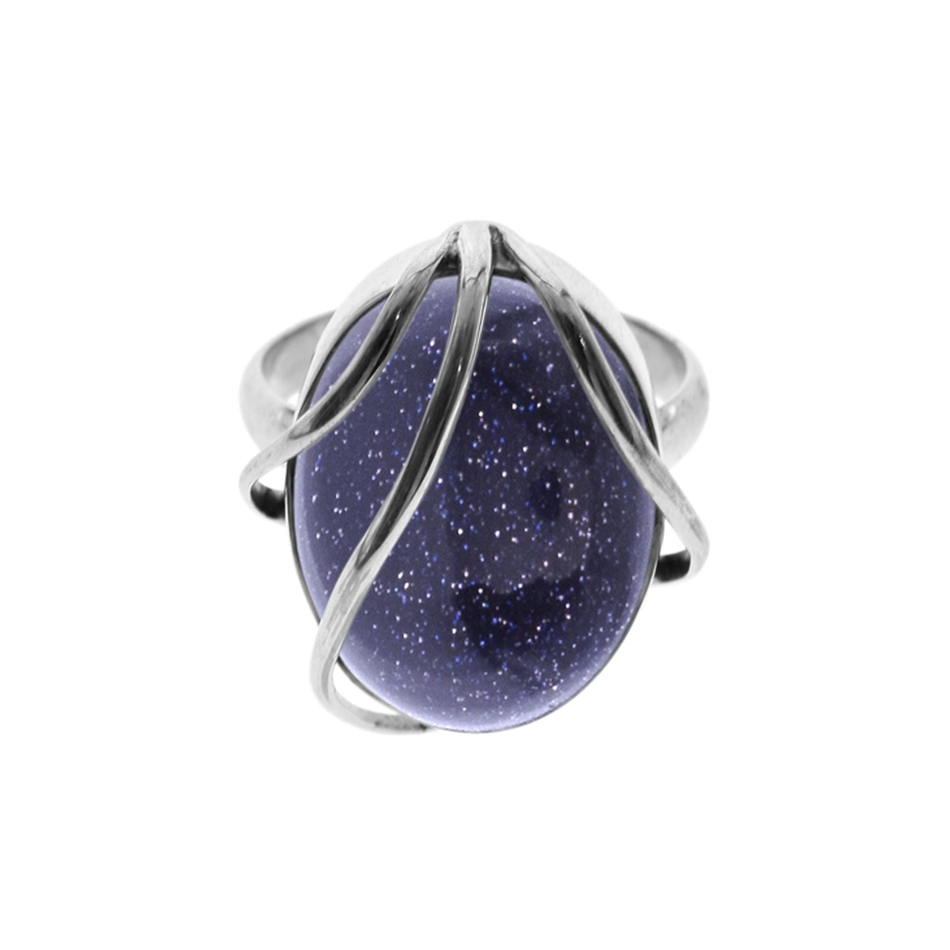 Samira blue goldstone ring with overlaid bands