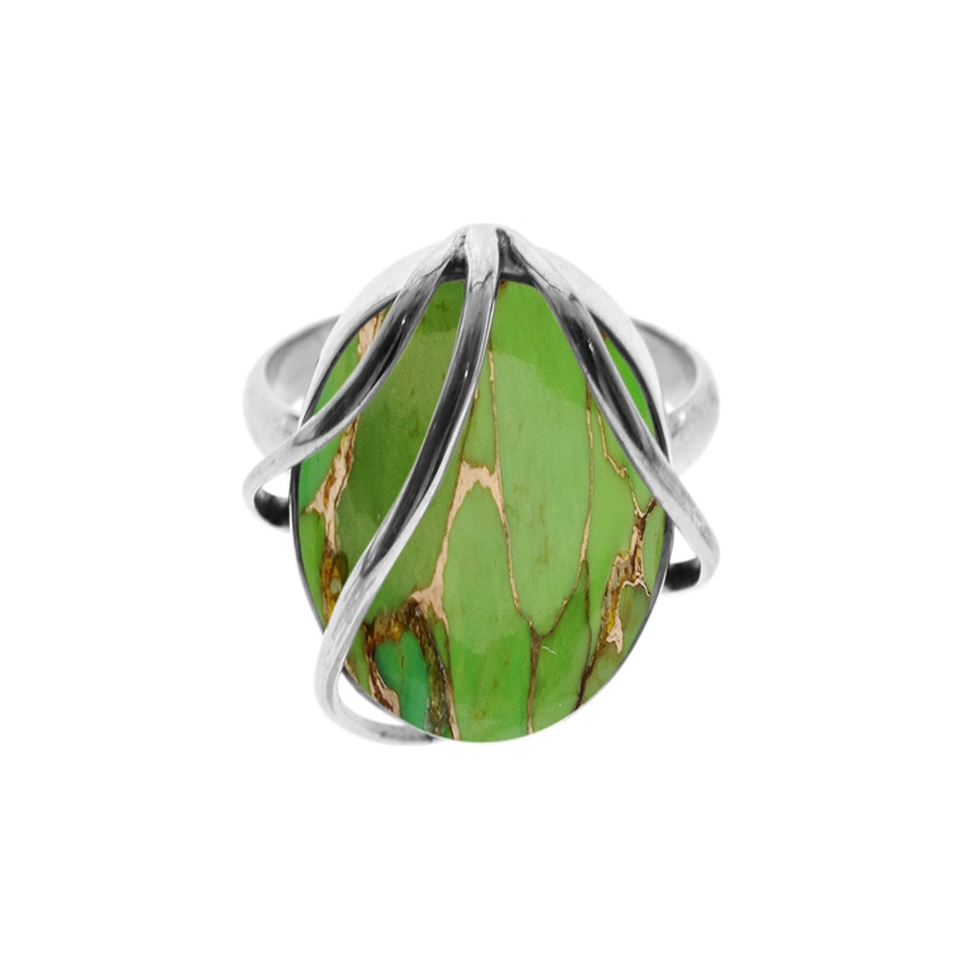 Samira green mohave turquoise ring with overlaid bands