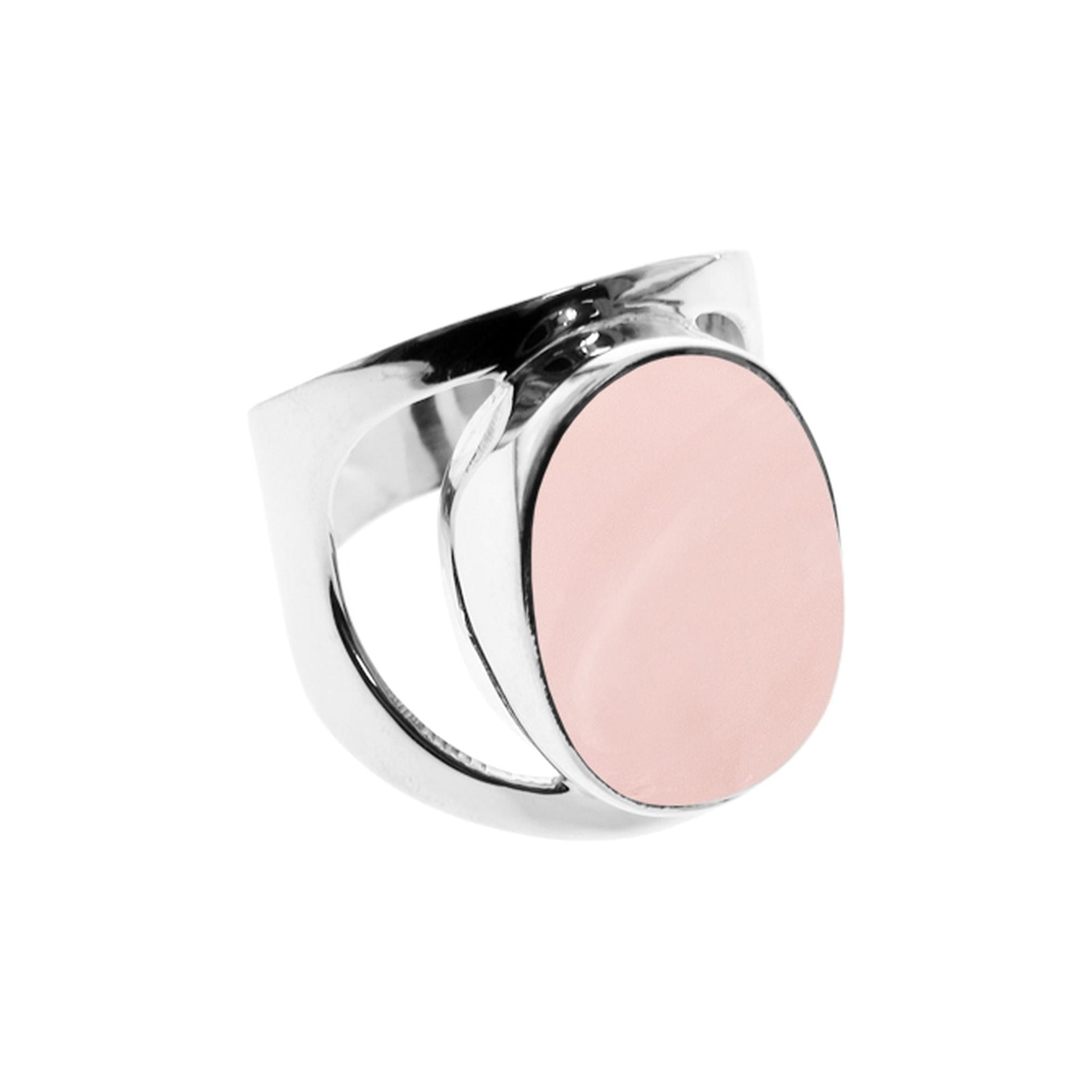 Samira large oval rose quartz ring