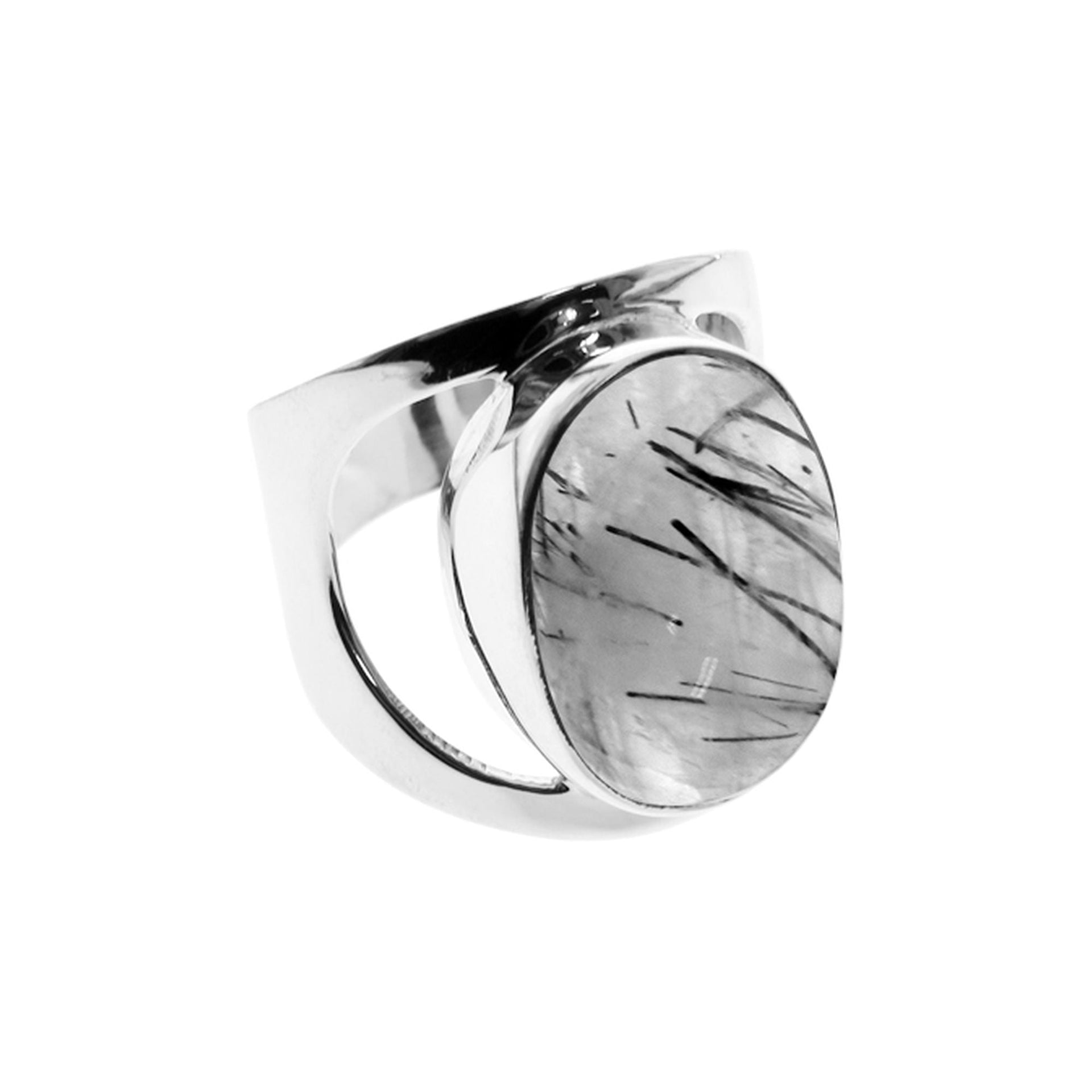 Samira large oval tourmalated quartz ring
