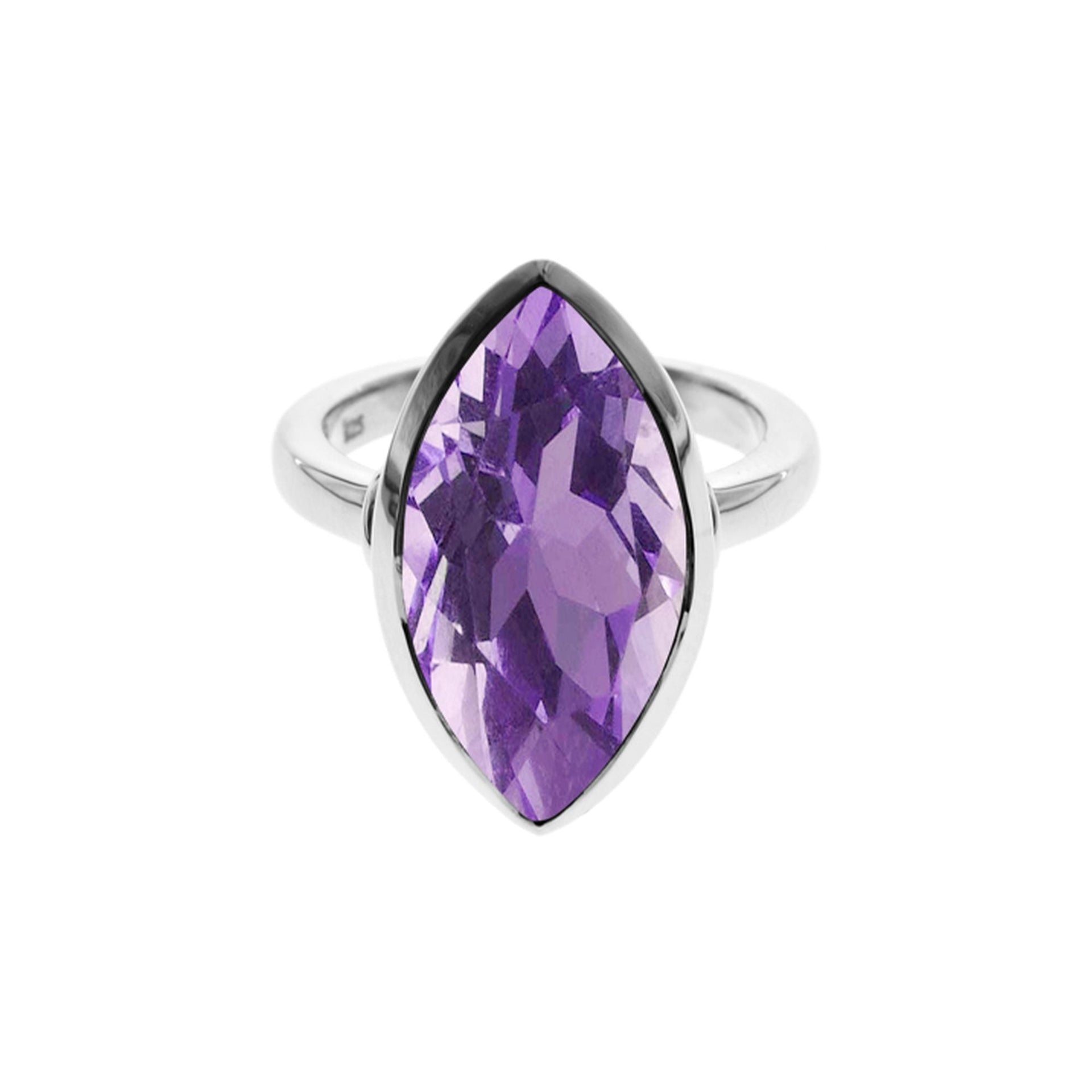 Samira plain marquis chequer-cut amethyst ring