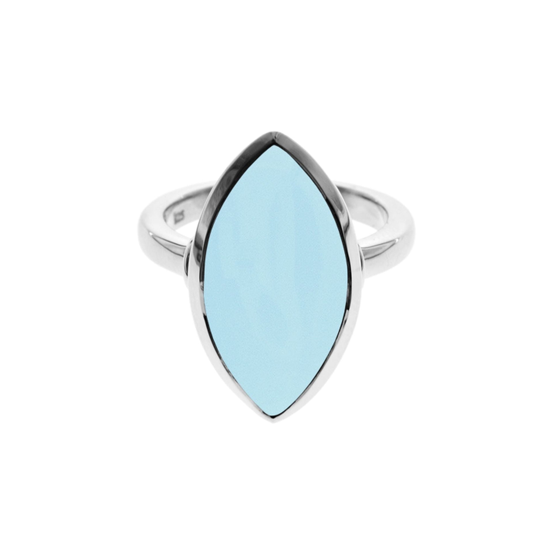 Samira large plain marquis blue chalcedony ring