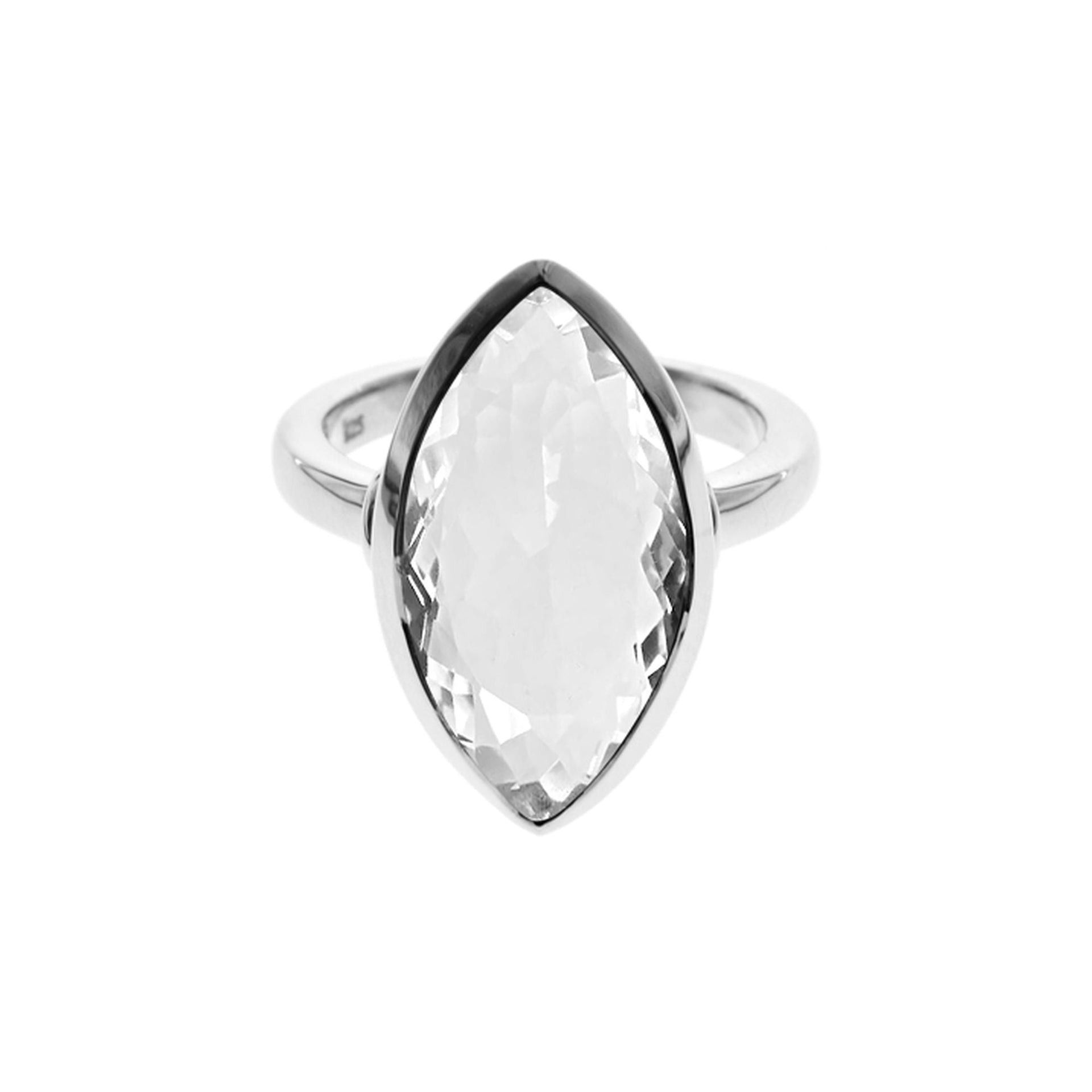 Samira large plain marquis quartz ring