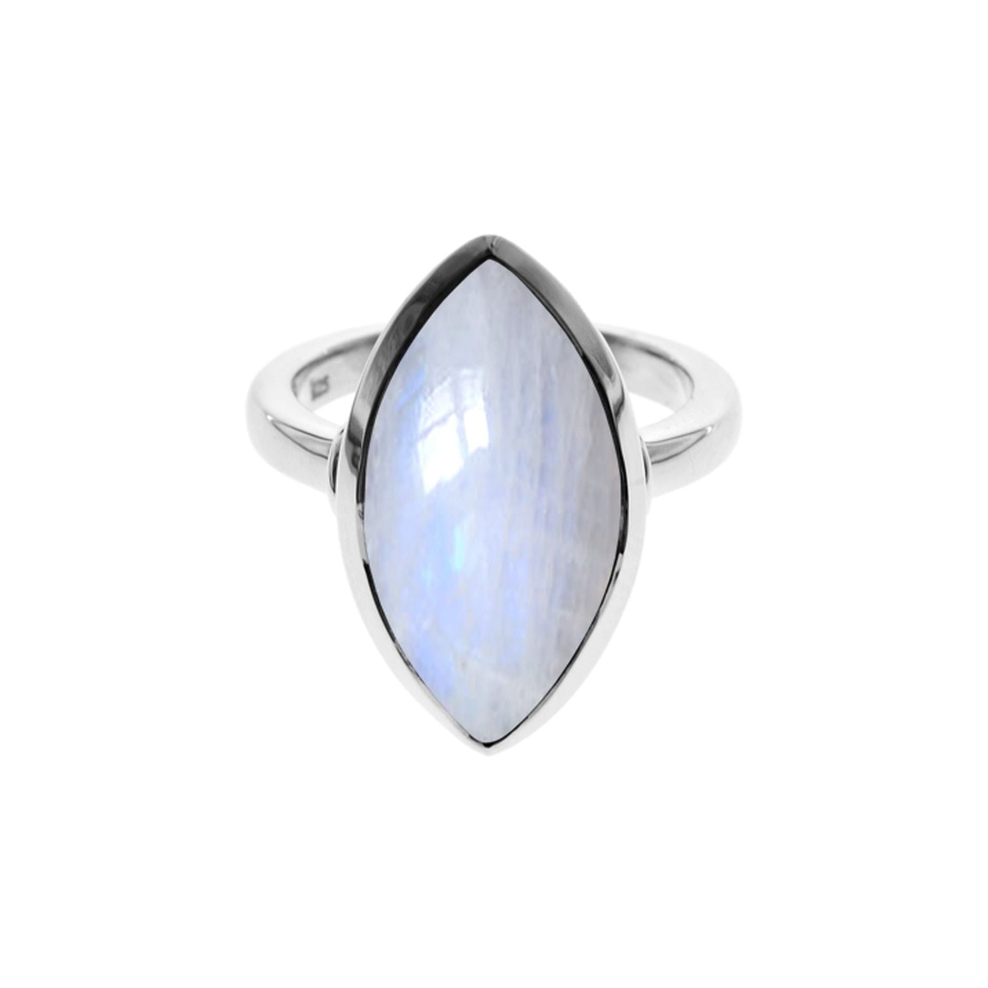 Samira plain marquis rainbow moonstone ring