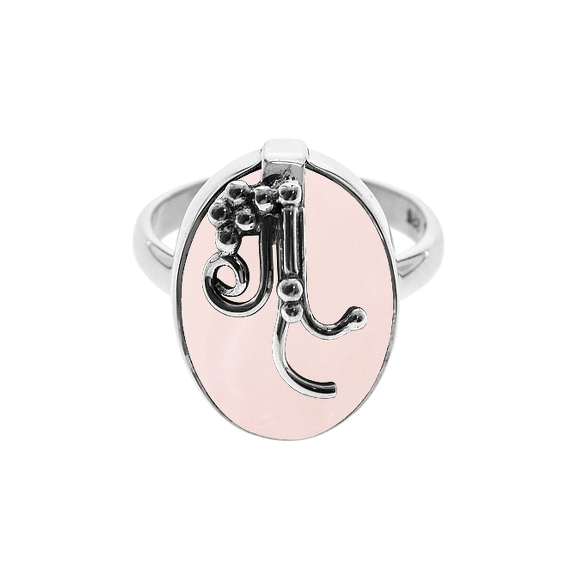 Amy rose quartz ring with grape effect overlay