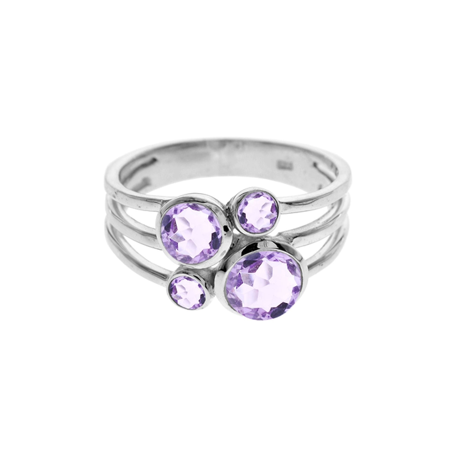 Ivy four amethyst facet split band ring