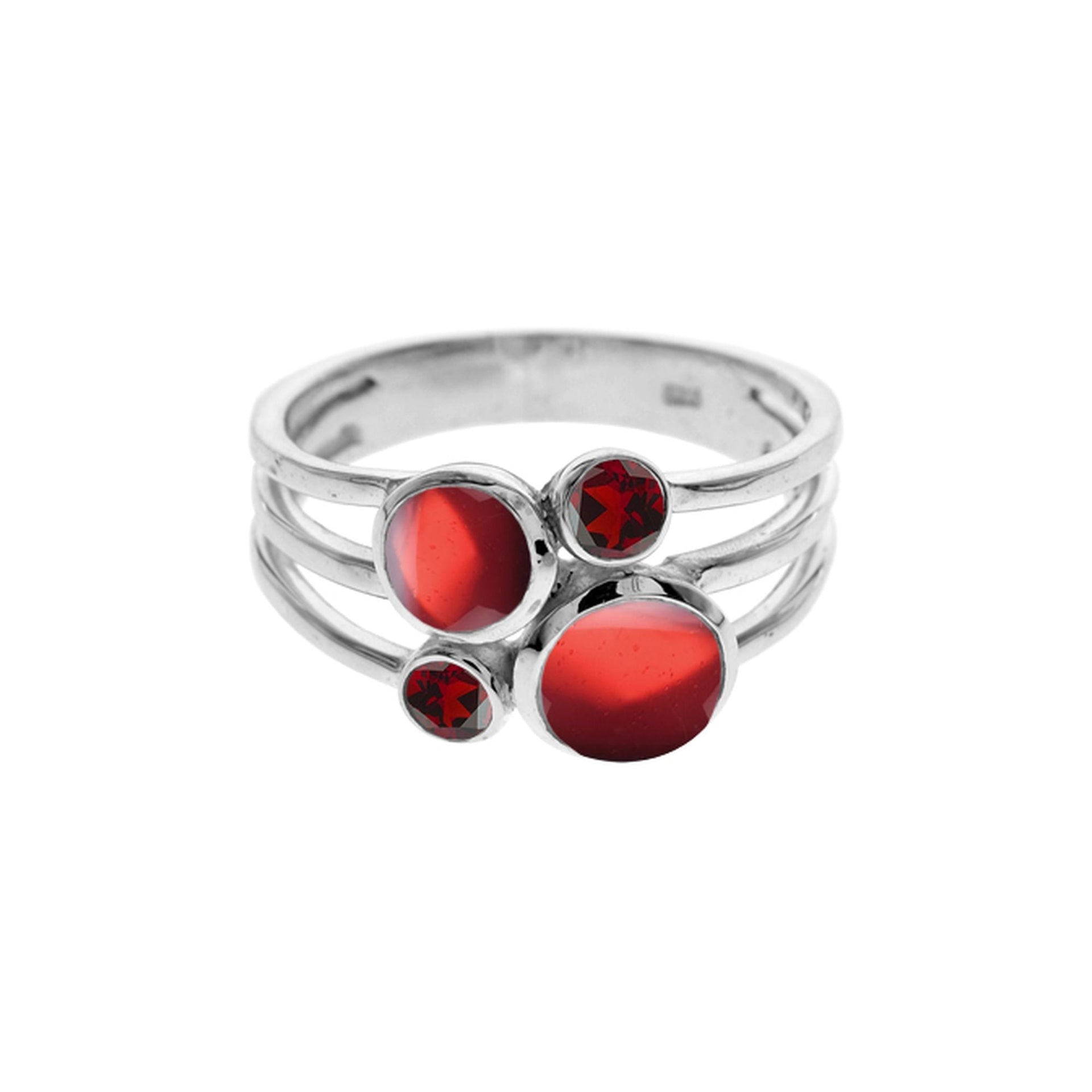 Ivy four garnet & garnet facet split band ring