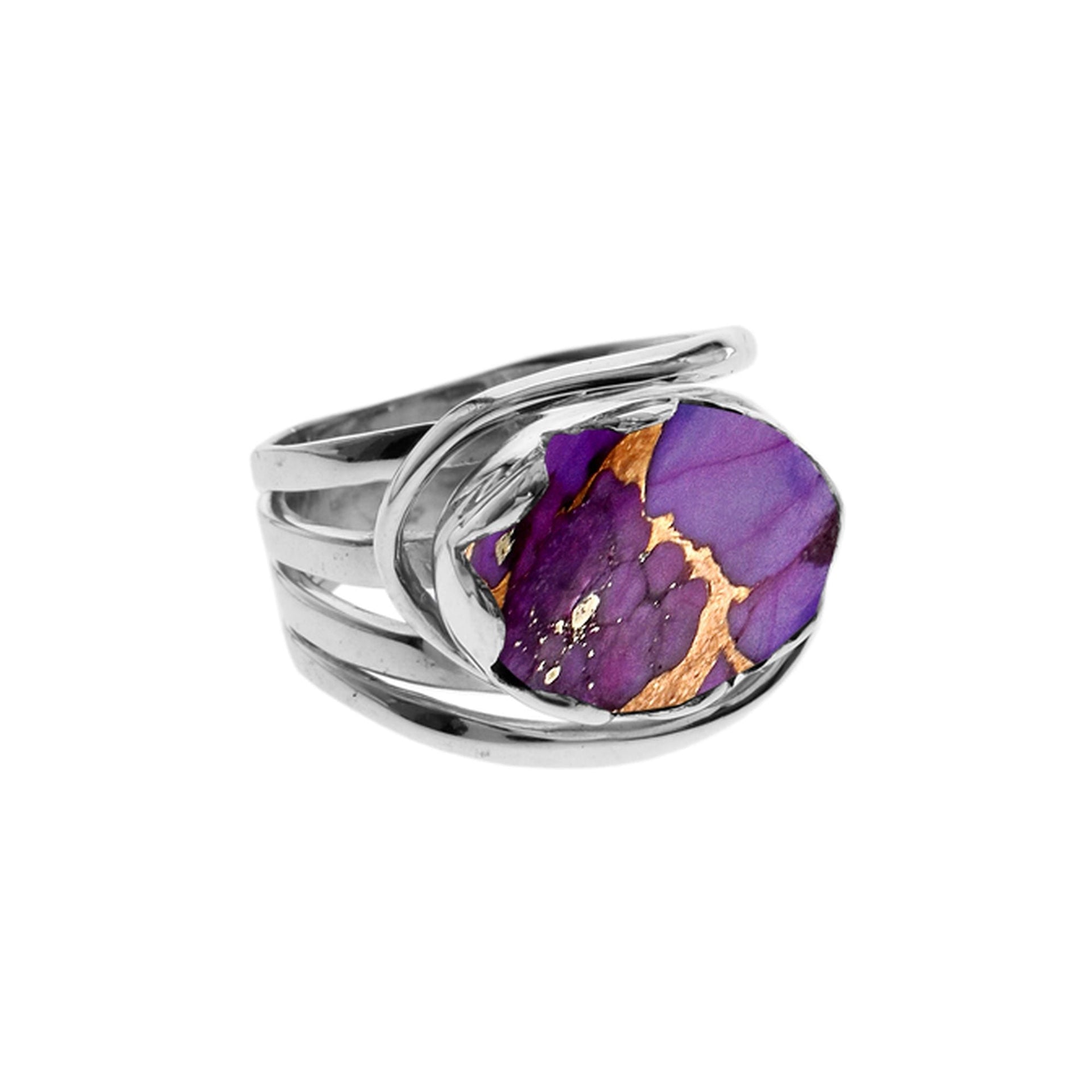 Amy oval purple mohave turquoise split band ring