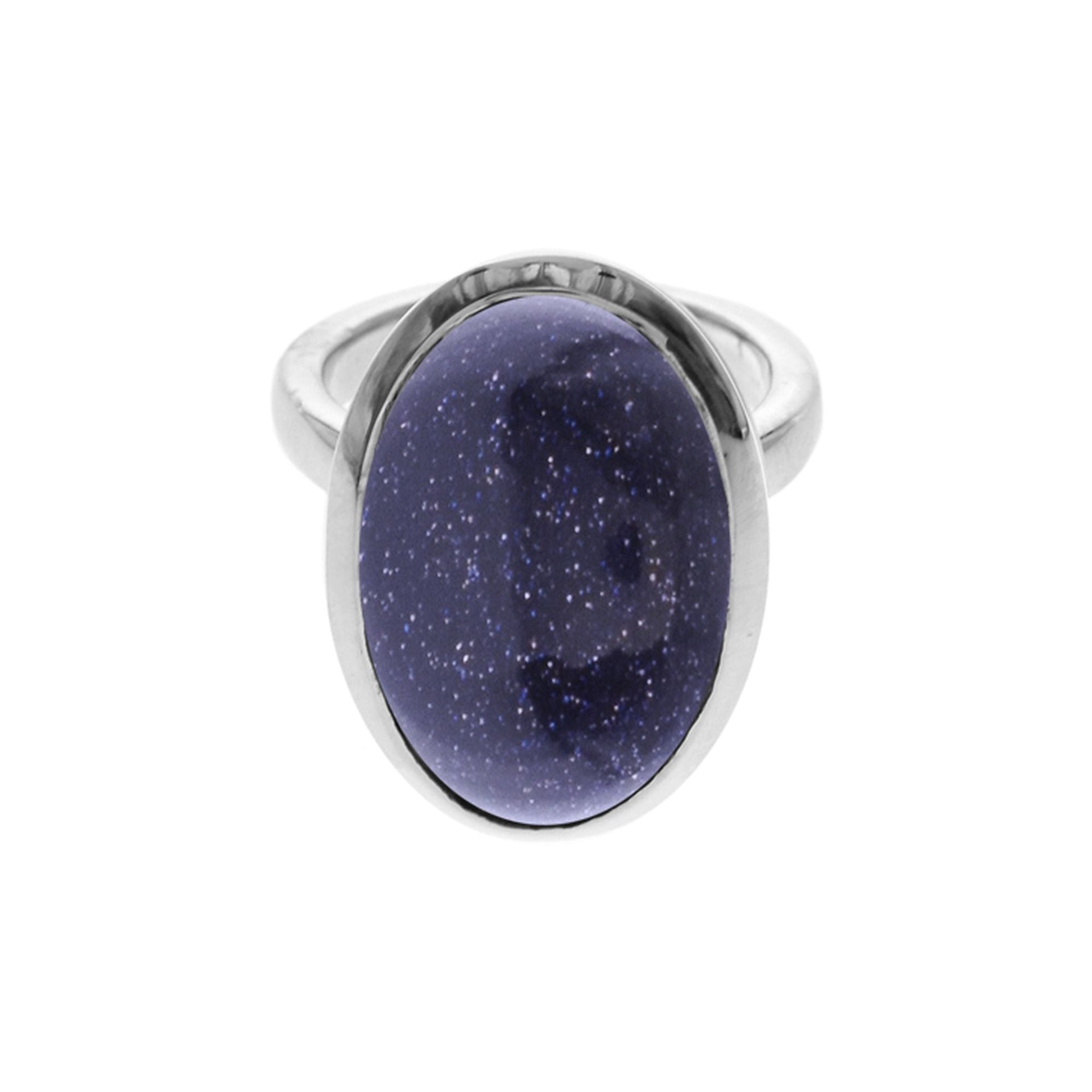 Samira plain oval blue goldstone ring