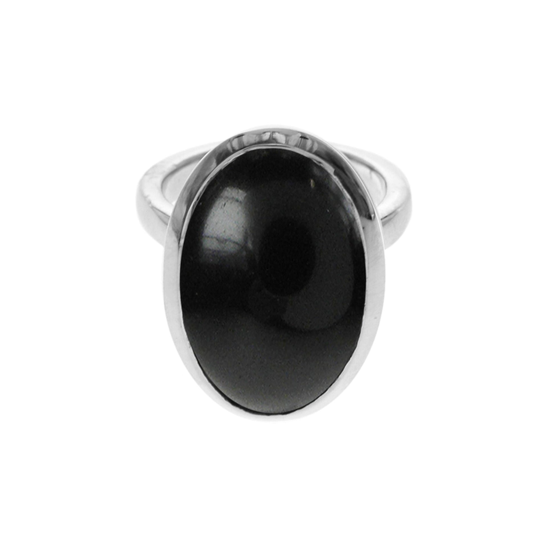 Samira plain large oval black onyx ring