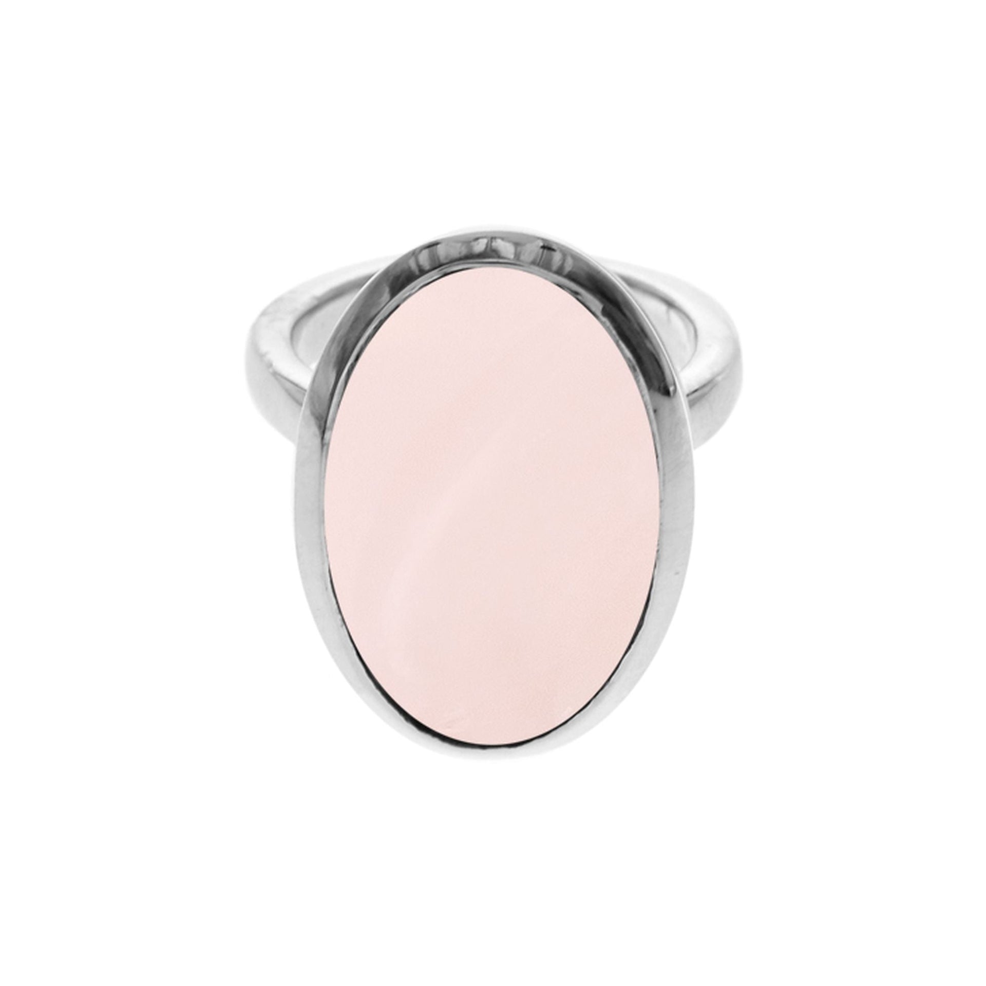 Samira plain oval rose quartz ring