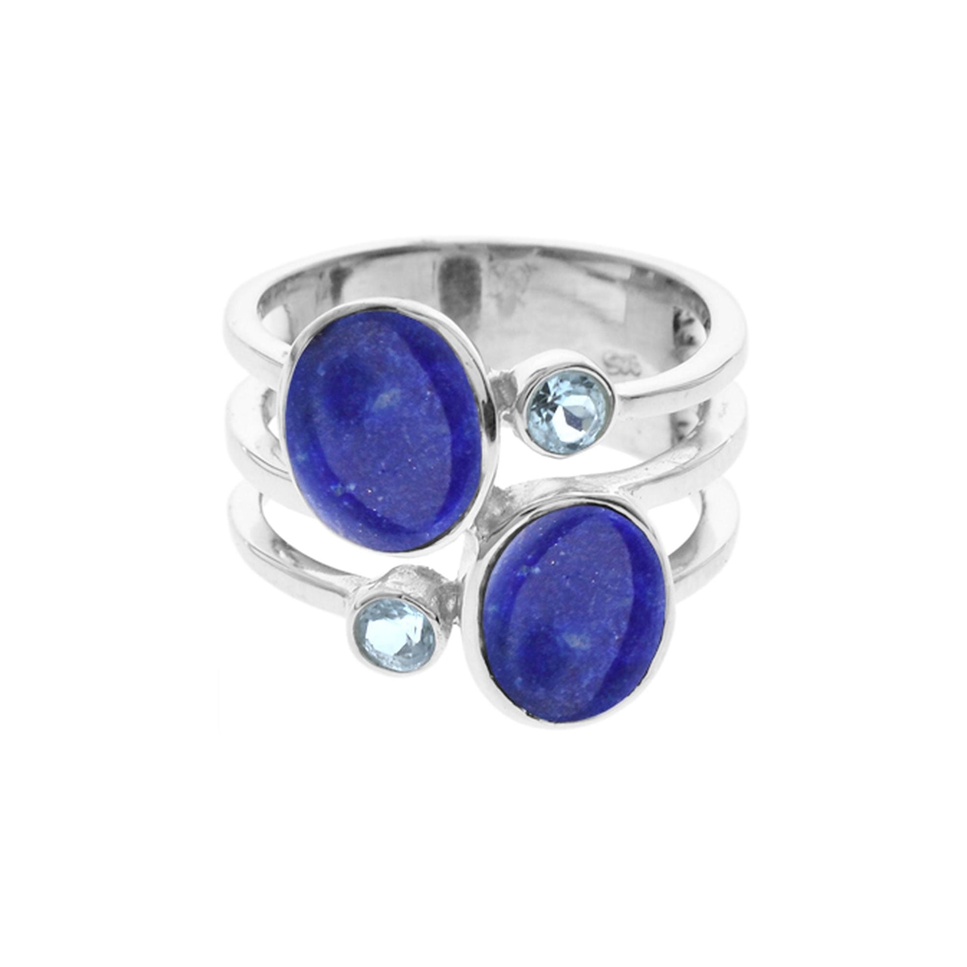 Amy lapis lazuli & blue topaz split band ring
